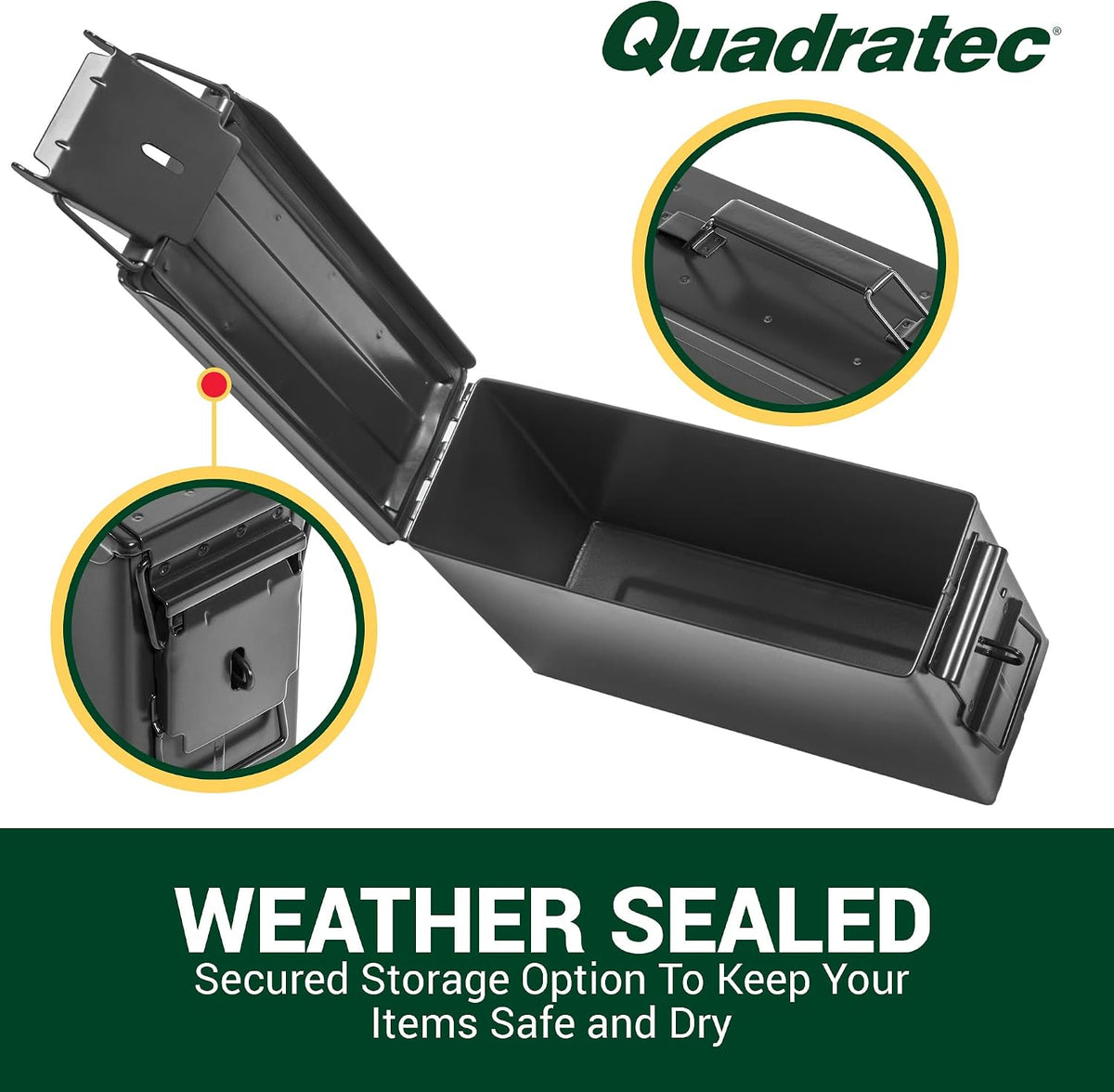 Quadratec 7.62mm Ammo Can, Black - Waterproof Ammo Box - Steel Ammo Storage Case - Fits Jeep Wrangler CJ YJ TJ JK JL & Gladiator JT - Overlanding, Tools, First Aid & Tow Recovery Gear Storage