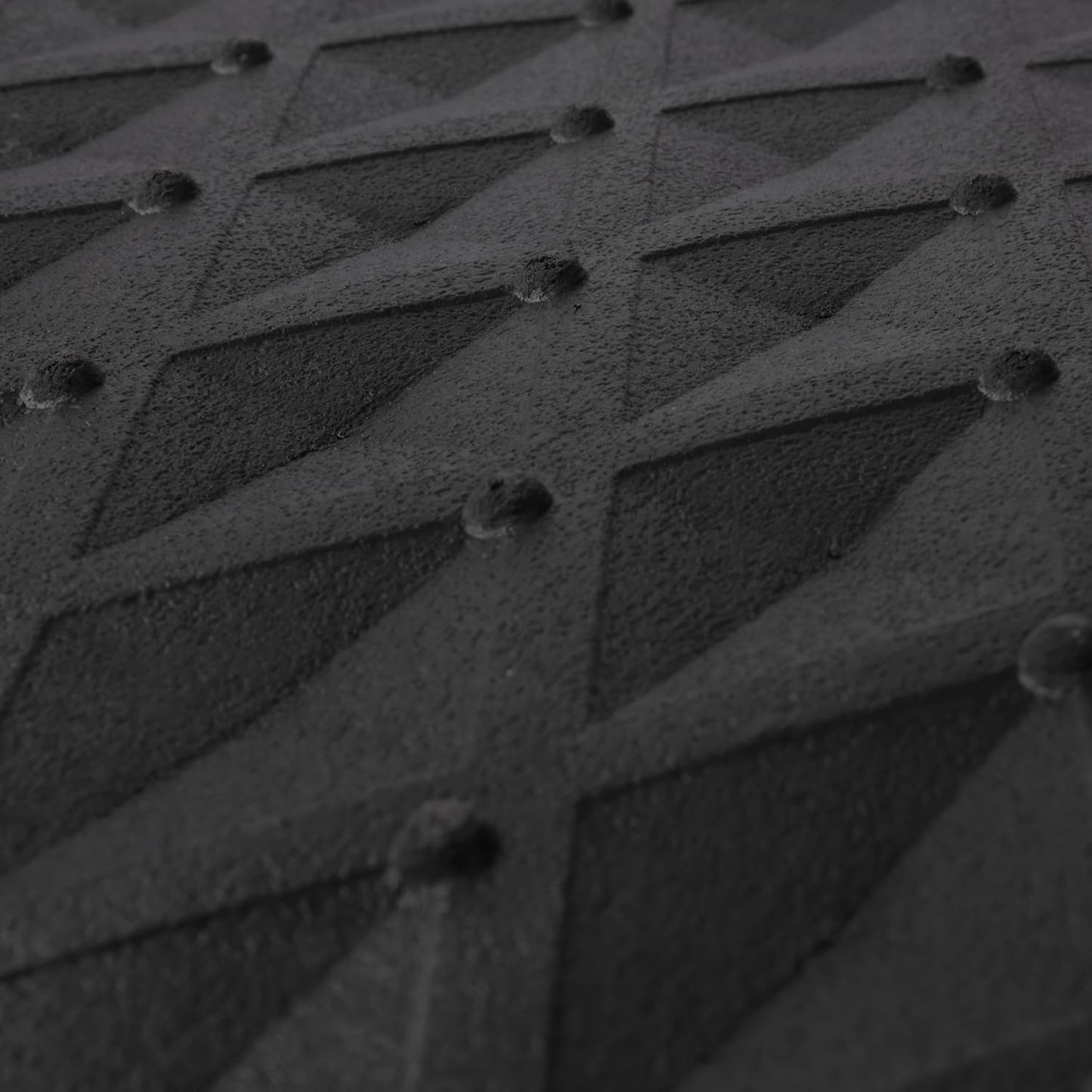 CAR PASS Black Rubber Car Mats, All-Weather Floor Mats Full Set Durable Anti-Slip 3D Rhombus Waterproof Automotive Pad Trim to Fit Liner Universal Fit for Sedan SUV Truck Van, 4 Pcs All Black Rubber