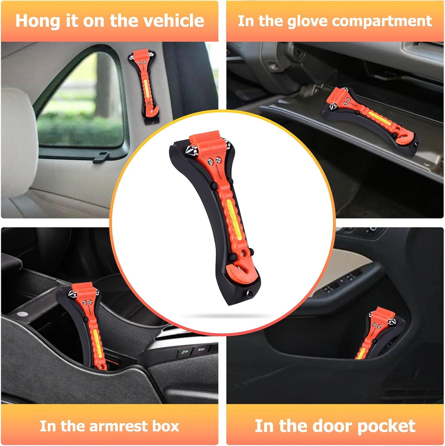 MOTORBUDDY 2-Pack Car Safety Hammer Seatbelt Cutter, Auto Emergency Escape Hammer with Window Glass Breaker and Seat Belt Cutter, Escape Tool for Car Accidents