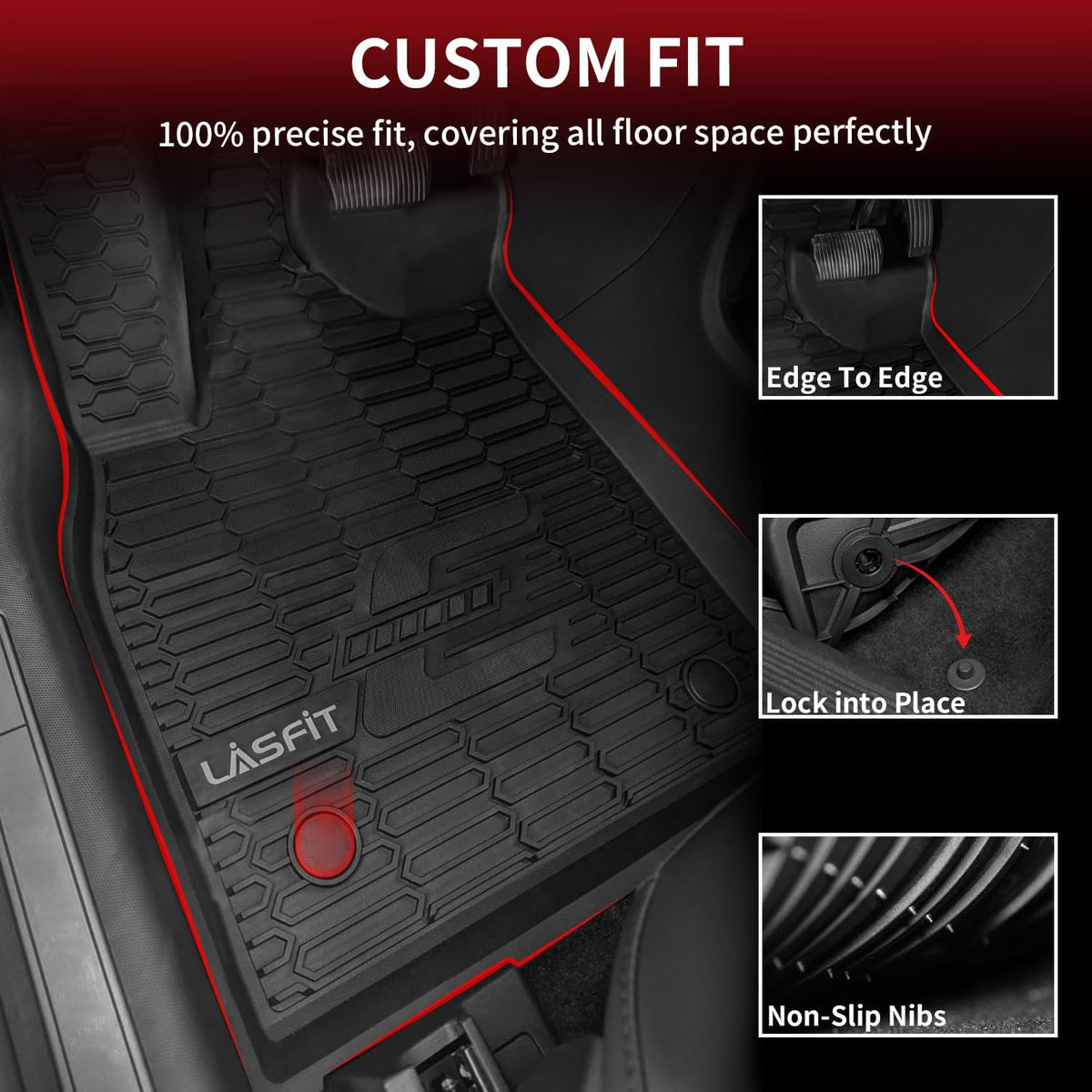 LASFIT Floor Mats for Ford Mustang Mach-E 2026 2025 2024 2023 2022 2021