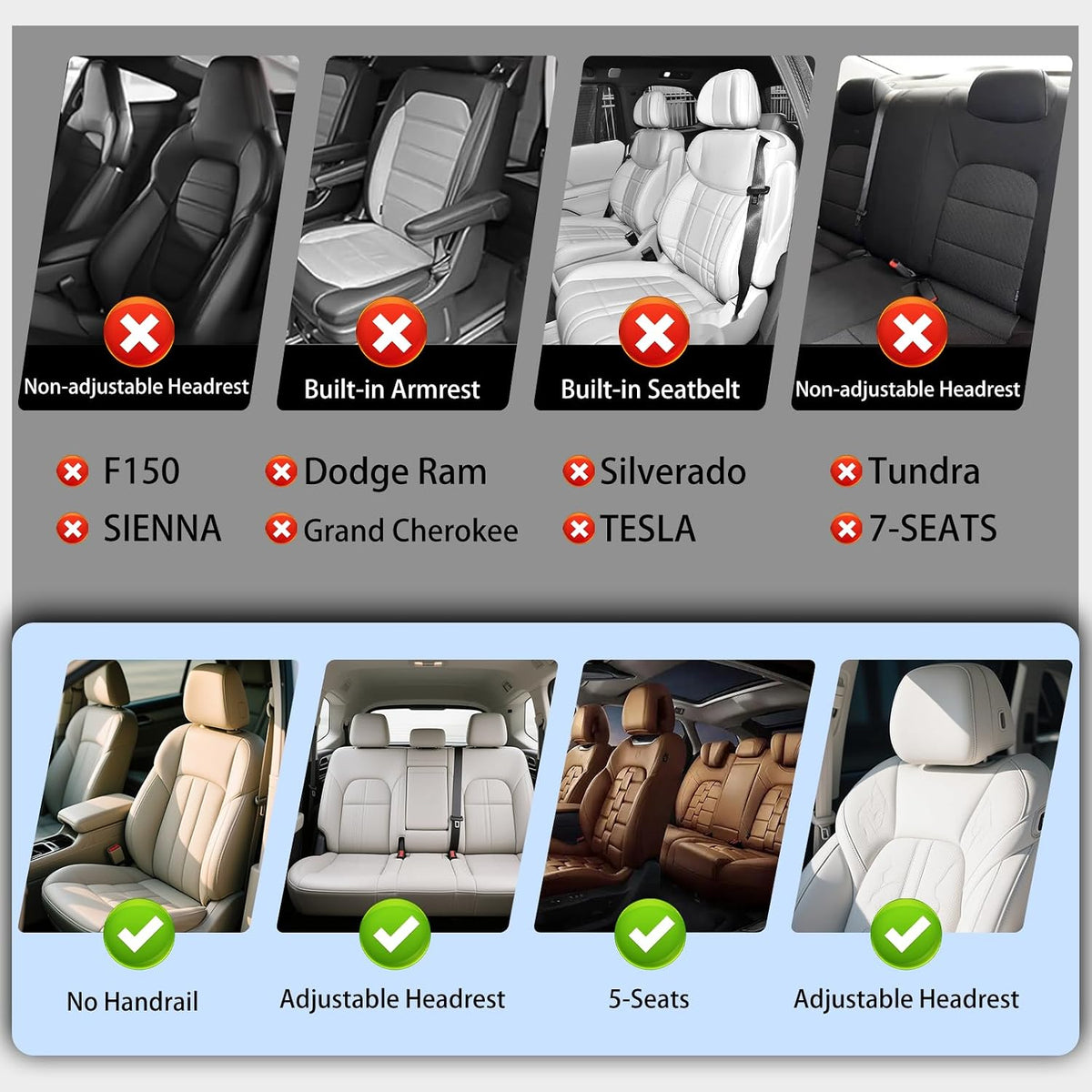 Full Coverage Black Leather Car Seat Covers Full Set