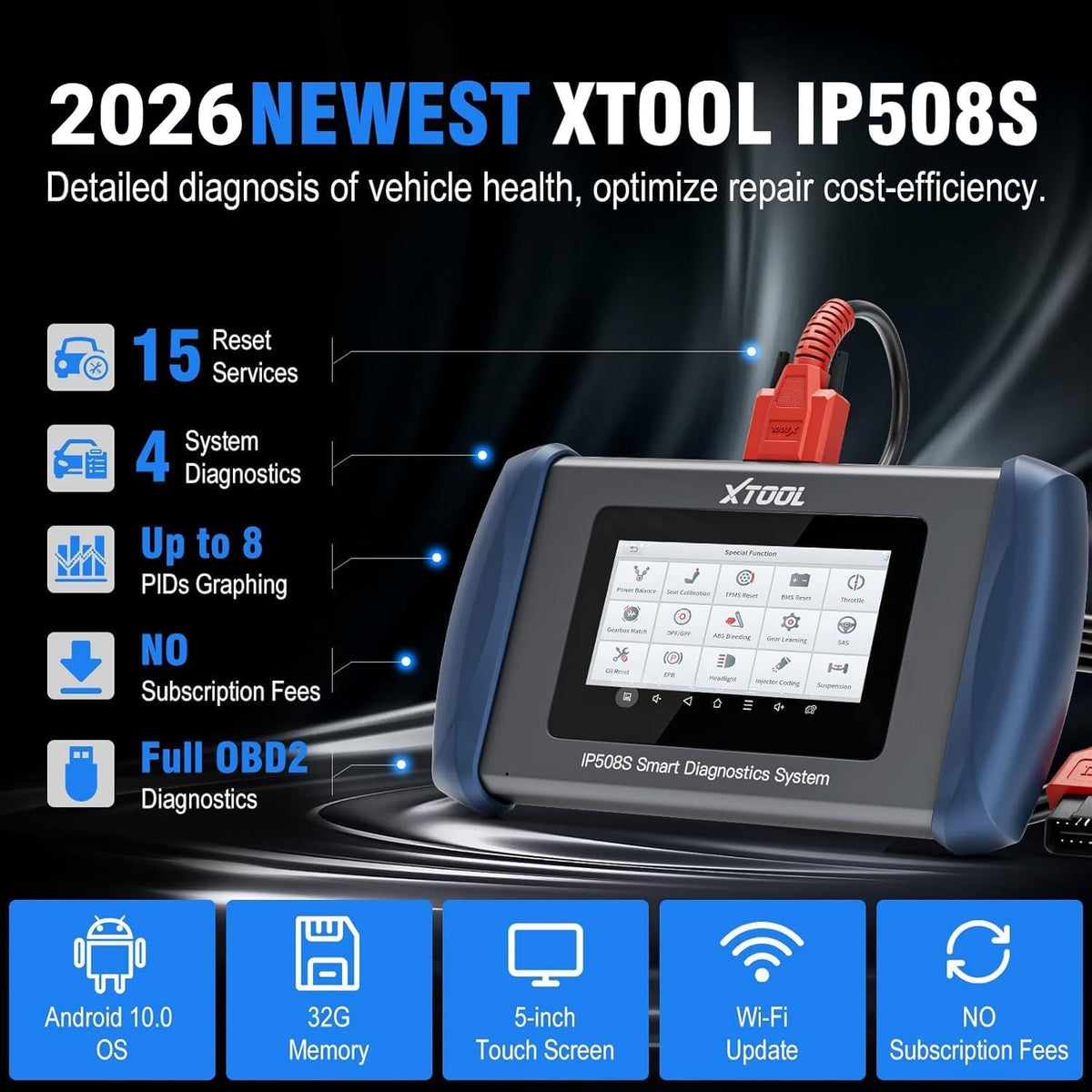 XTOOL Scanner IP508S OBD2 Scanner ABS SRS Check Engine Code Transmission