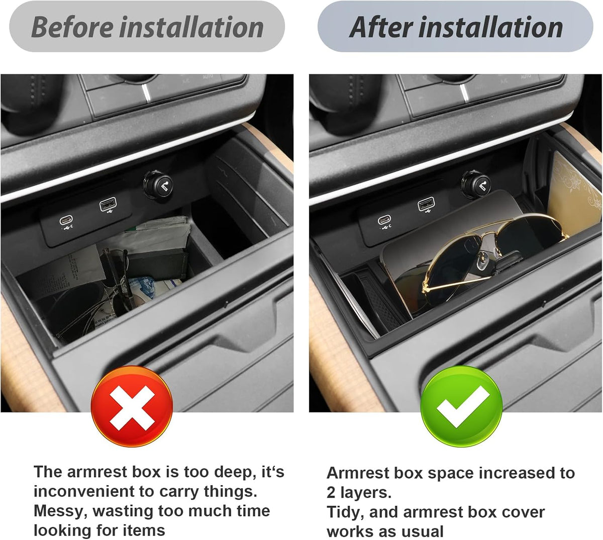 SKTU for 2020-2025 Land Rover Defender Center Console Organizer 2020-2025 Defender Front Console Organizer for 2020-2025 Land Rover Defender Accessories (Front)