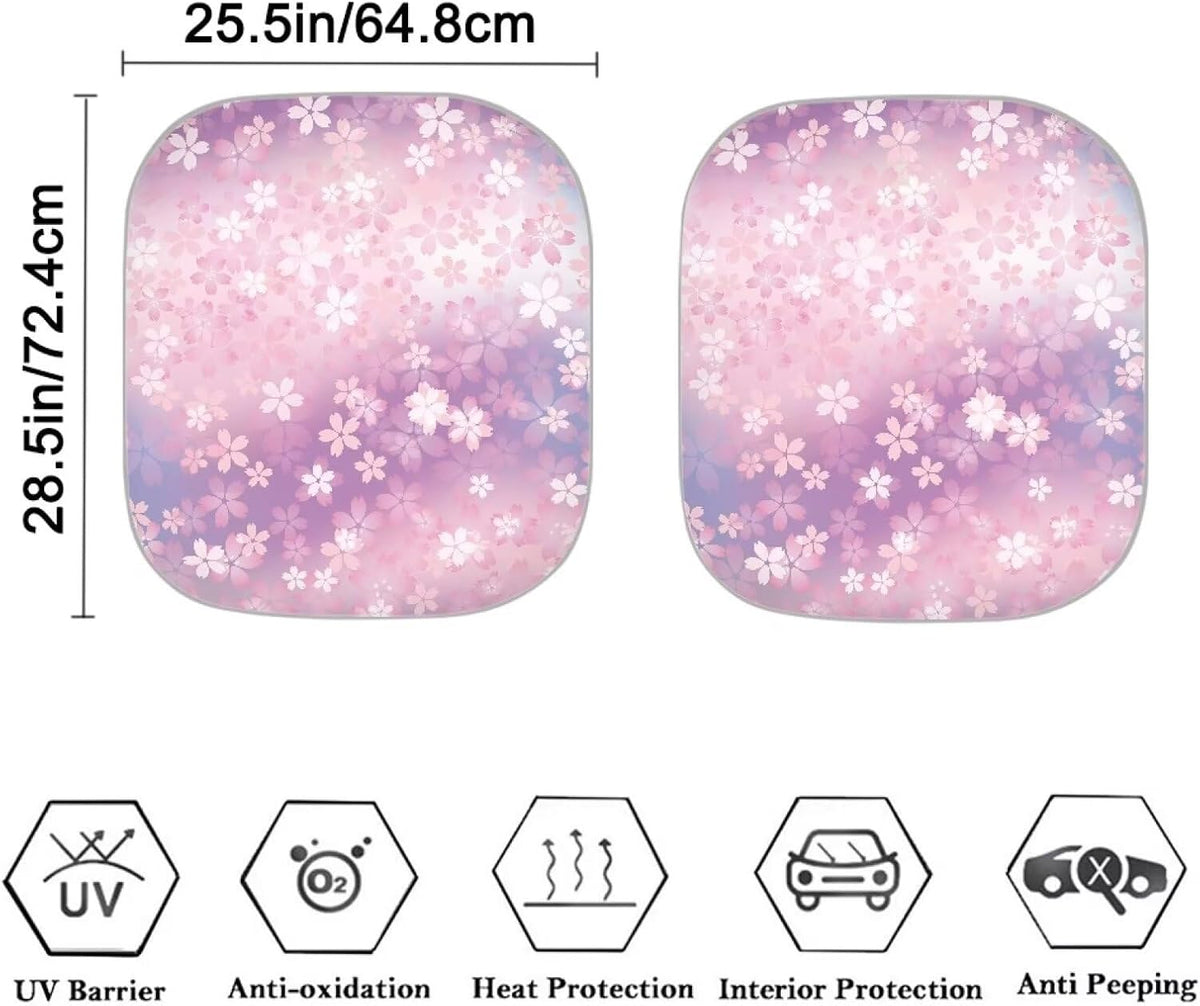 Pink Groovy Flower Car Windshield Sun Shade 2 Piece Foldable Car Sun Shade Windshield Cover Sunshade Blocks UV Rays Sun Visor Protector Automotive Interior Sun Protection Accessories