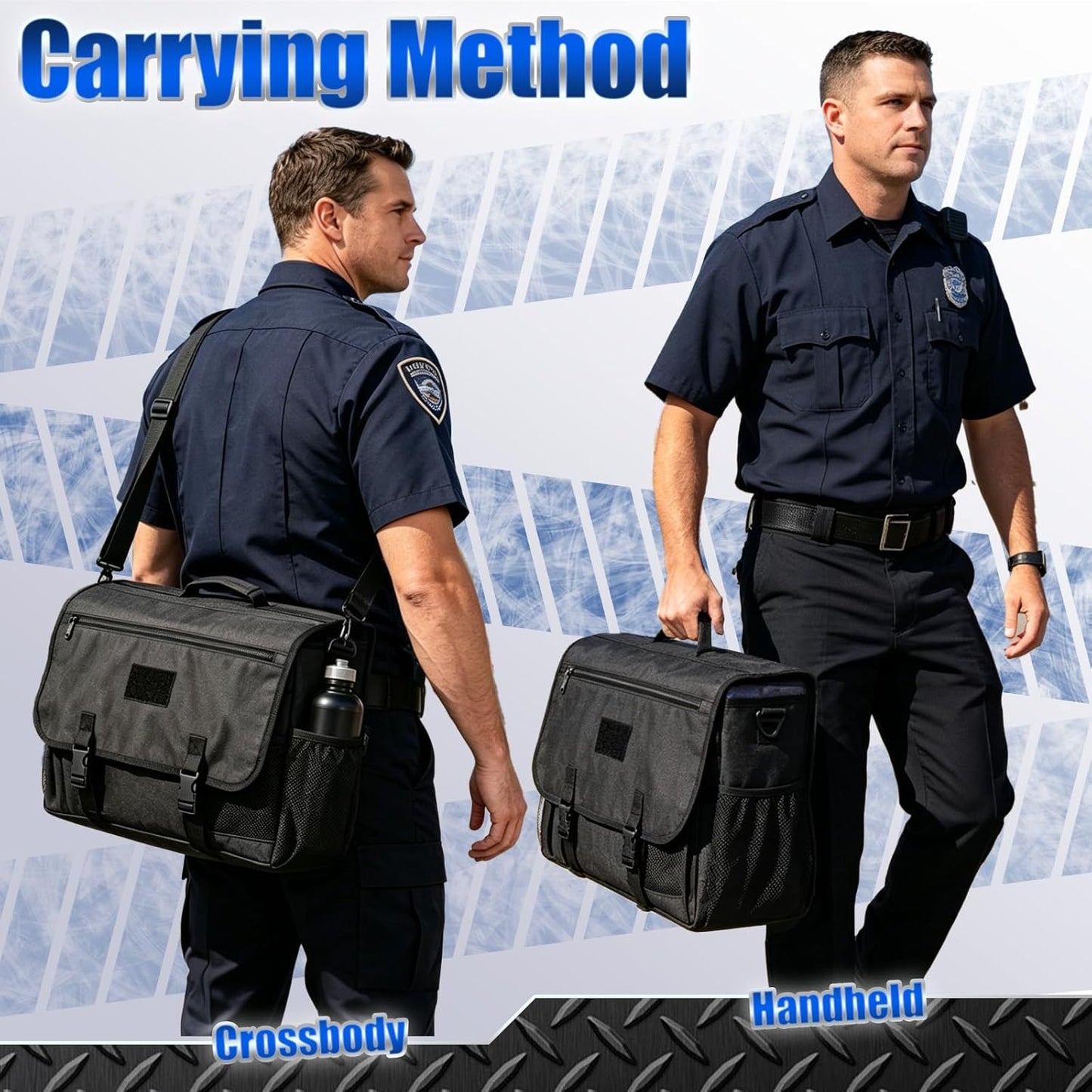GDNasist Patrol Bag Law Enforcement, Car Front Seat Organizer, Police Duty Bag for Police Gear with 15.6" Laptop Storage, Molle Webbing, Multiple Compartment, Removable Straps, Black
