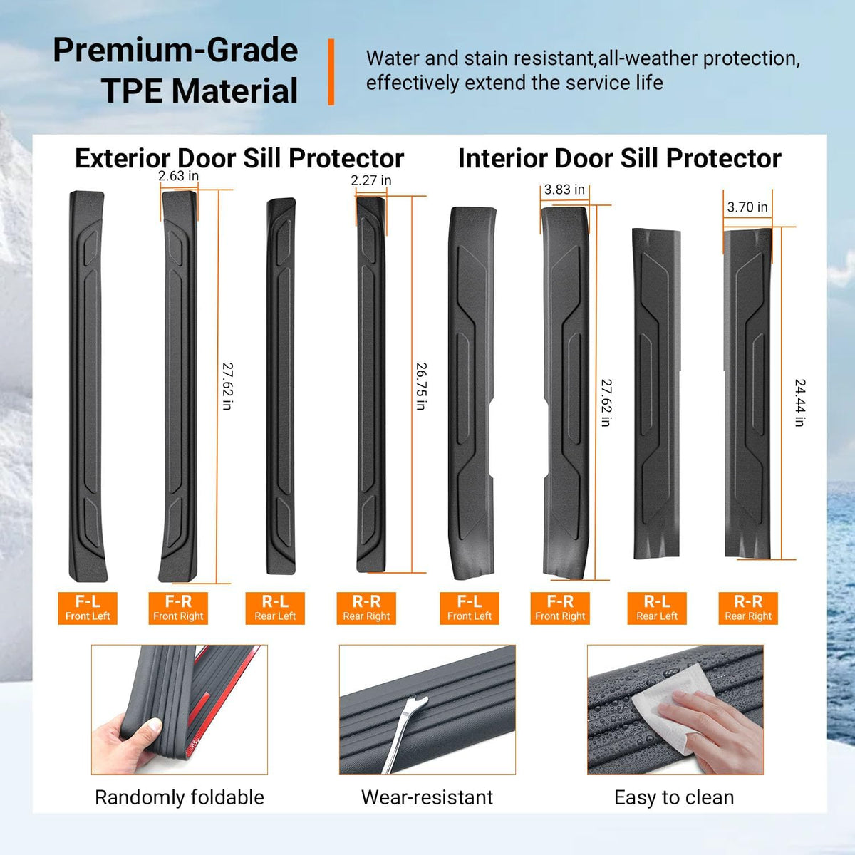 powoq 8Pcs Door Sill Protectors Compatible with 2022-2026 Toyota Tundra
