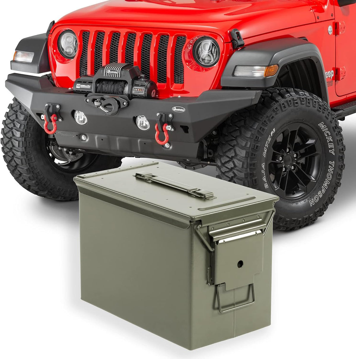 Quadratec 7.62mm Ammo Can, Black - Waterproof Ammo Box - Steel Ammo Storage Case - Fits Jeep Wrangler CJ YJ TJ JK JL & Gladiator JT - Overlanding, Tools, First Aid & Tow Recovery Gear Storage