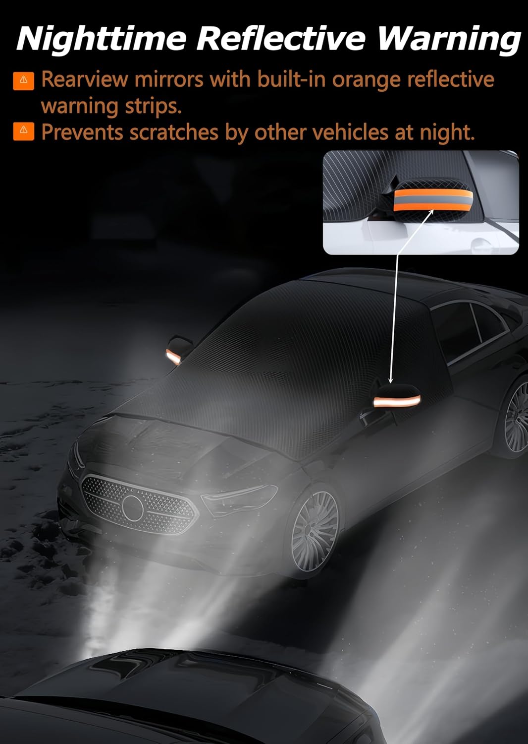 Car Windshield Cover, Magnetic Windshield Snow Cover (Orange)