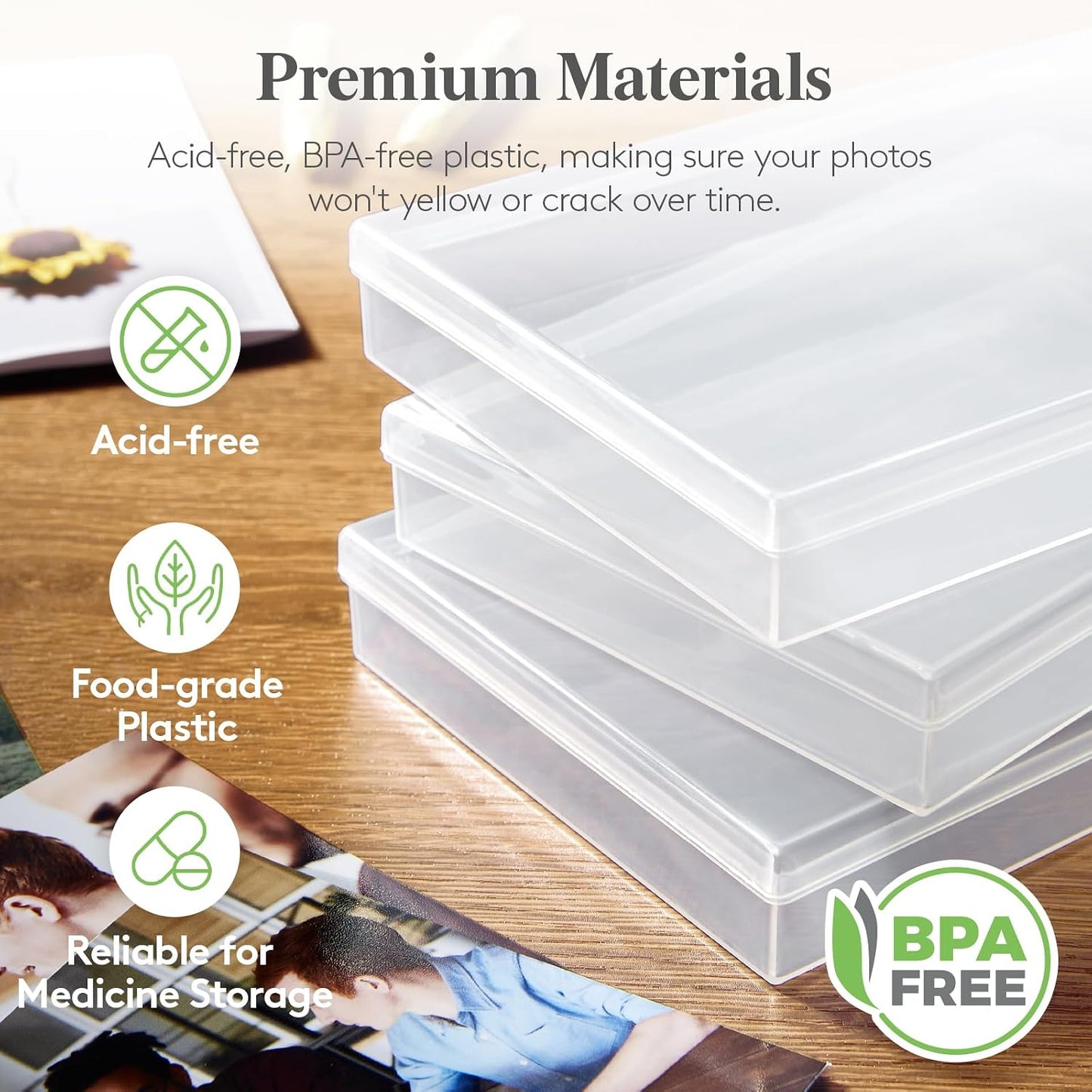 Lifewit 16 Pcs Photo Storage Box, Photo Albums 4x6 Pictures, Acid-Free Stackable Case with Labels, Trading Card Container for Sticker, Seed, Scrapbooking, Craft, Diamond Art, Classroom Supplies, Clear