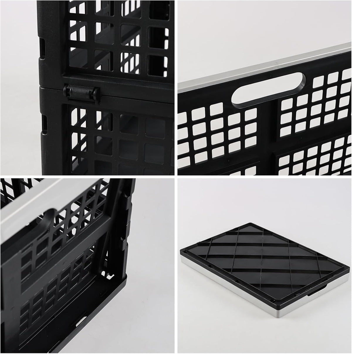 Xyskin 42 L Large Collapsible Storage Crates, 4-Pack Folding Plastic Basket