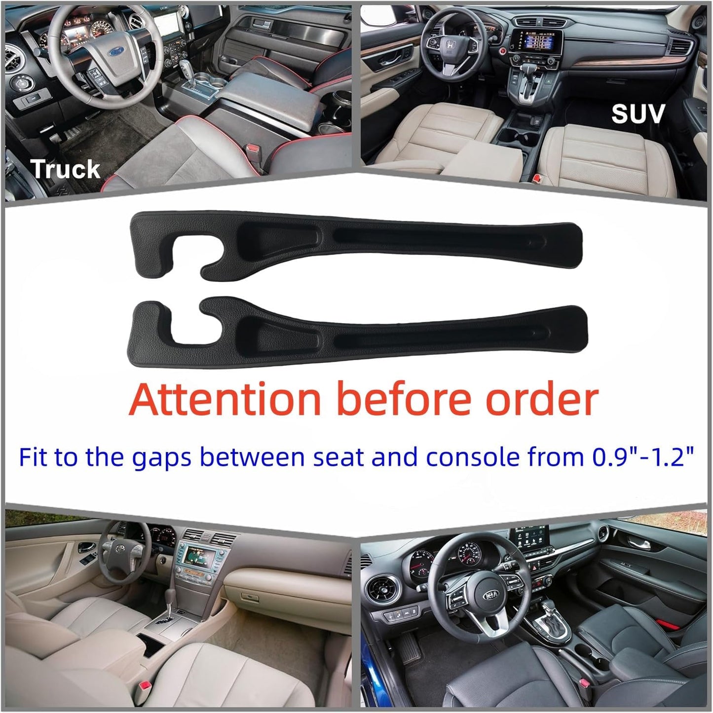Car Seat Gap Filler Accessories,Storage Organizer Fit Car SUV Truck Fill The Gap Between Seat & Console Vehicle Console Side Pockets (Black)