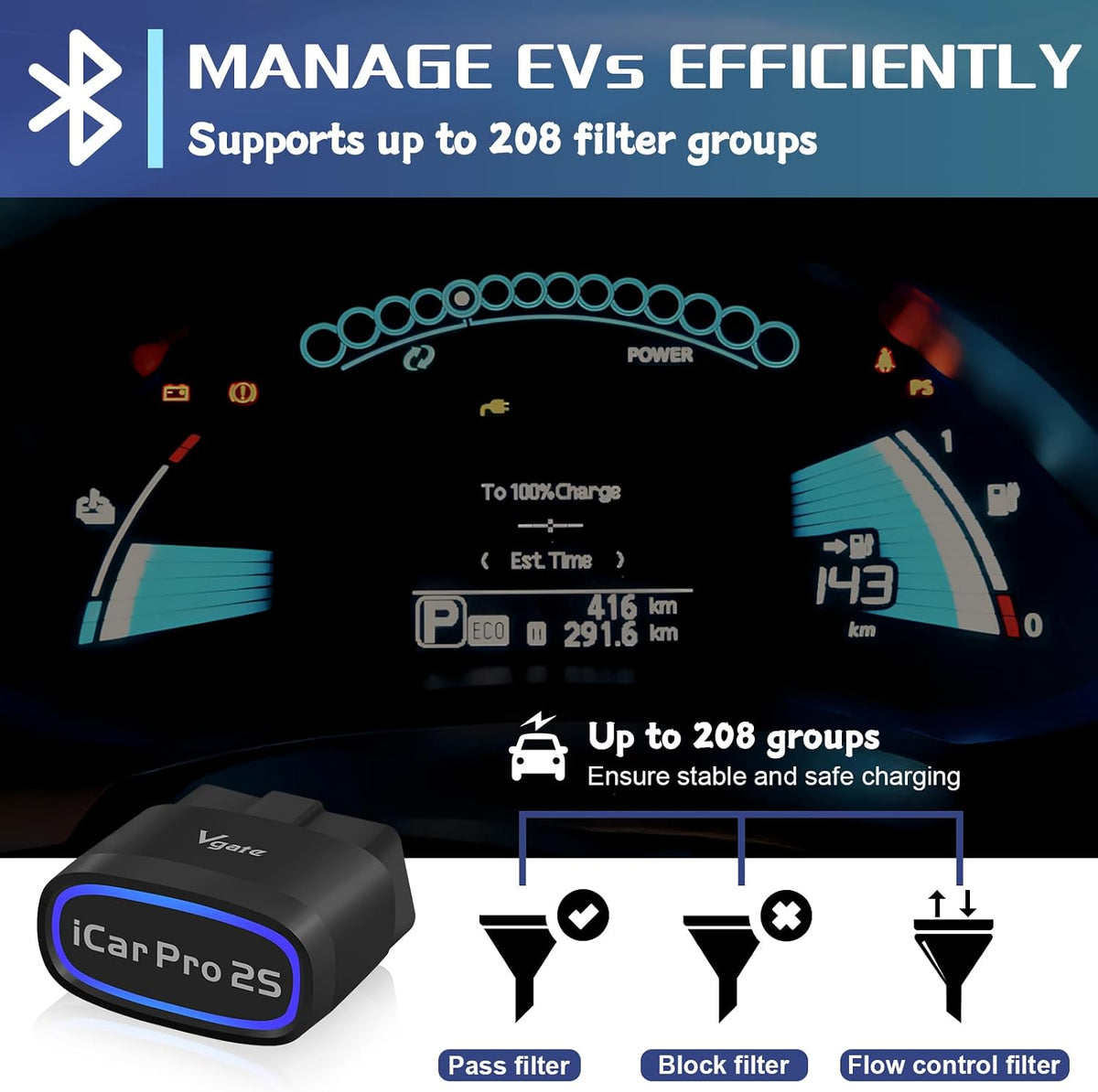 Vgate iCar Pro 2S Bluetooth 5.2 OBD2 Car Scan Tool for iPhone, Android, and Windows