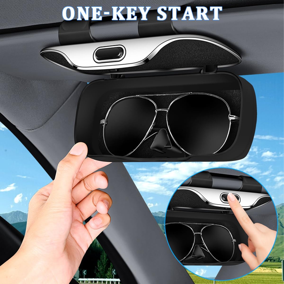 Car Visor Sunglasses Holder, Convenient Vehicle Eyeglasses Hanger Organizer Holder Box, Auto Interior Sunvisor Glasses Storage Protection Case, Universal for SUV Sedan Truck (Gray)