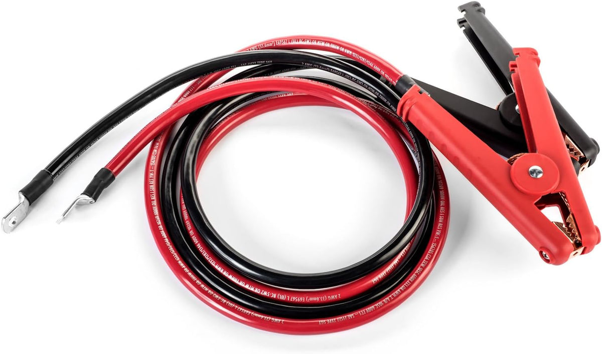 Preassembled 4 AWG 2 Foot Alligator Clamp Battery Cable Set with 5/16" Ring Terminal by Spartan Power Made in the USA