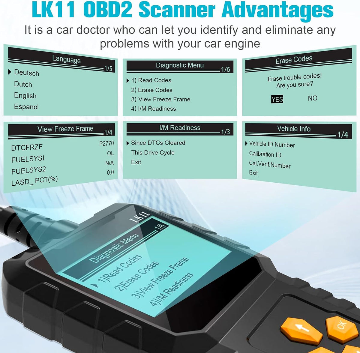 OBD2 Scanner Ease Setup Plug-Play: Clear Reset Engine Error Code