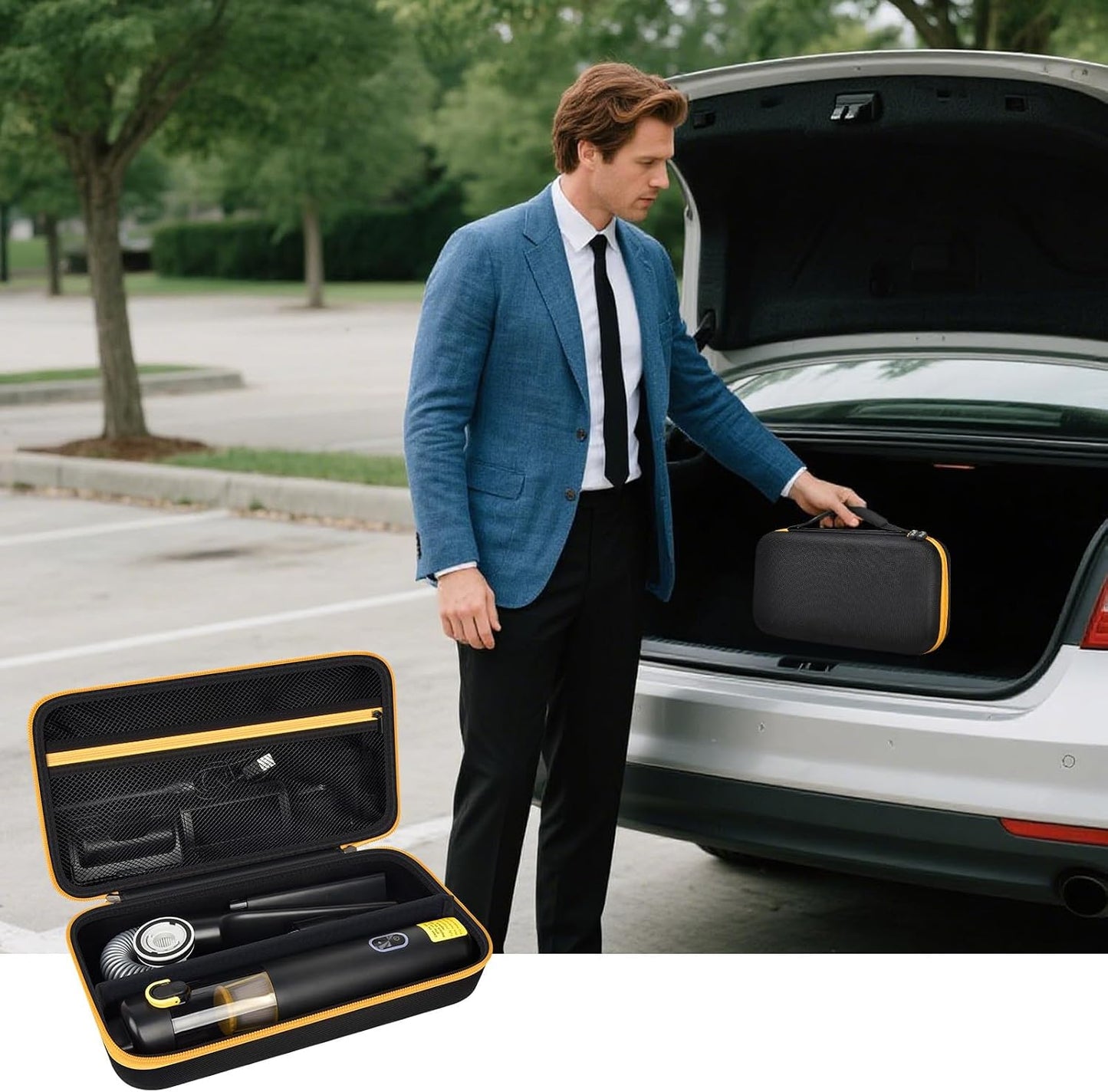 GWCASE Vacuum Car Case Compatible with Fanttik V8 Apex/Mate for Car owners | Removable Divider, Mesh Pocket for Accessories, EVA Shell Protection for Trunk, Truck and Road-Trip Storage