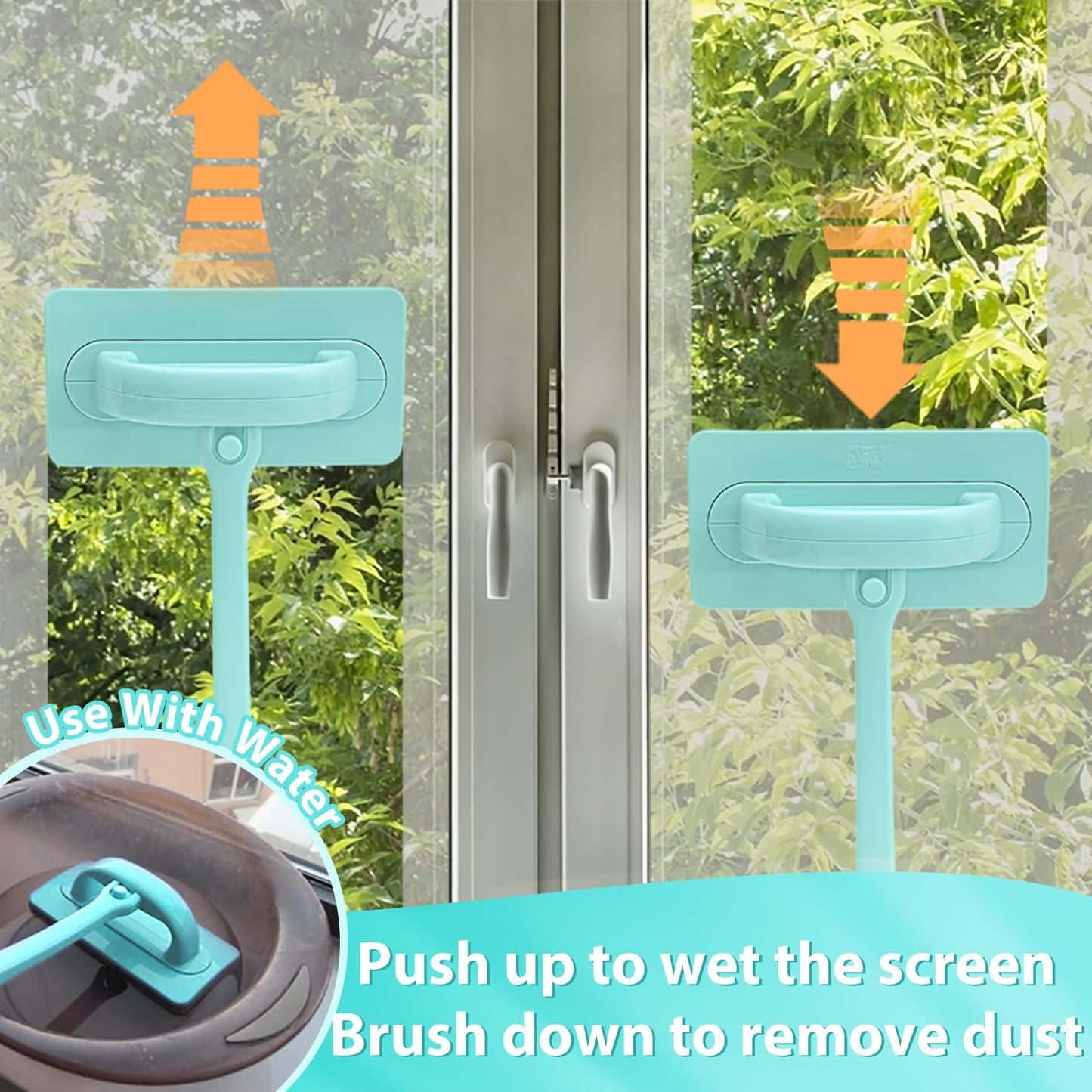 Professional Window Screen Cleaner- Large Brush Face for Door Mesh Cleaning- Detachable Mesh Screen Cleaning Tool- Wet and Dry Dual-Use