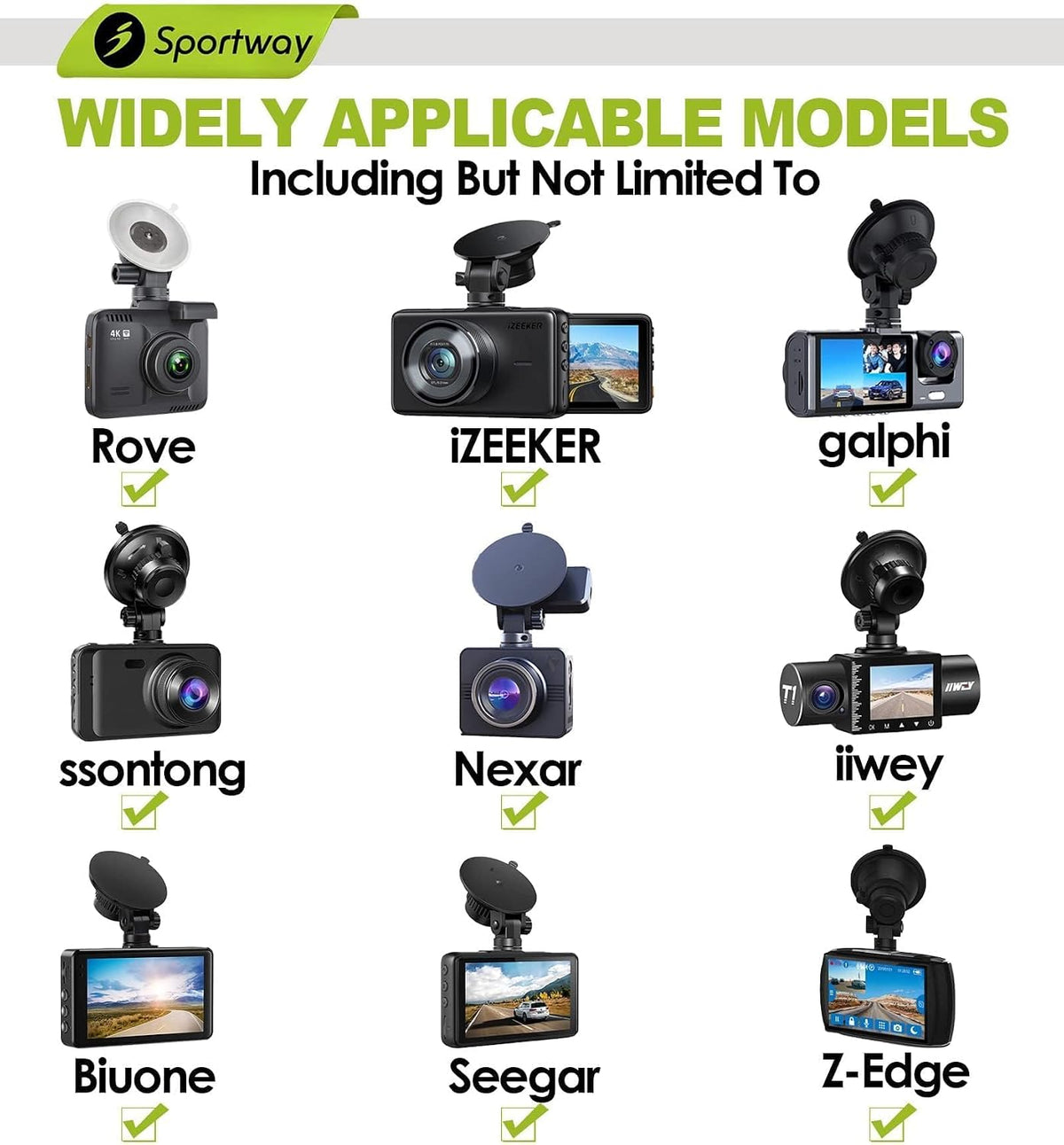 Sportway S503 Pro Dash Cam Mount (5th Gen) 360°+180° Secure Adjustable View