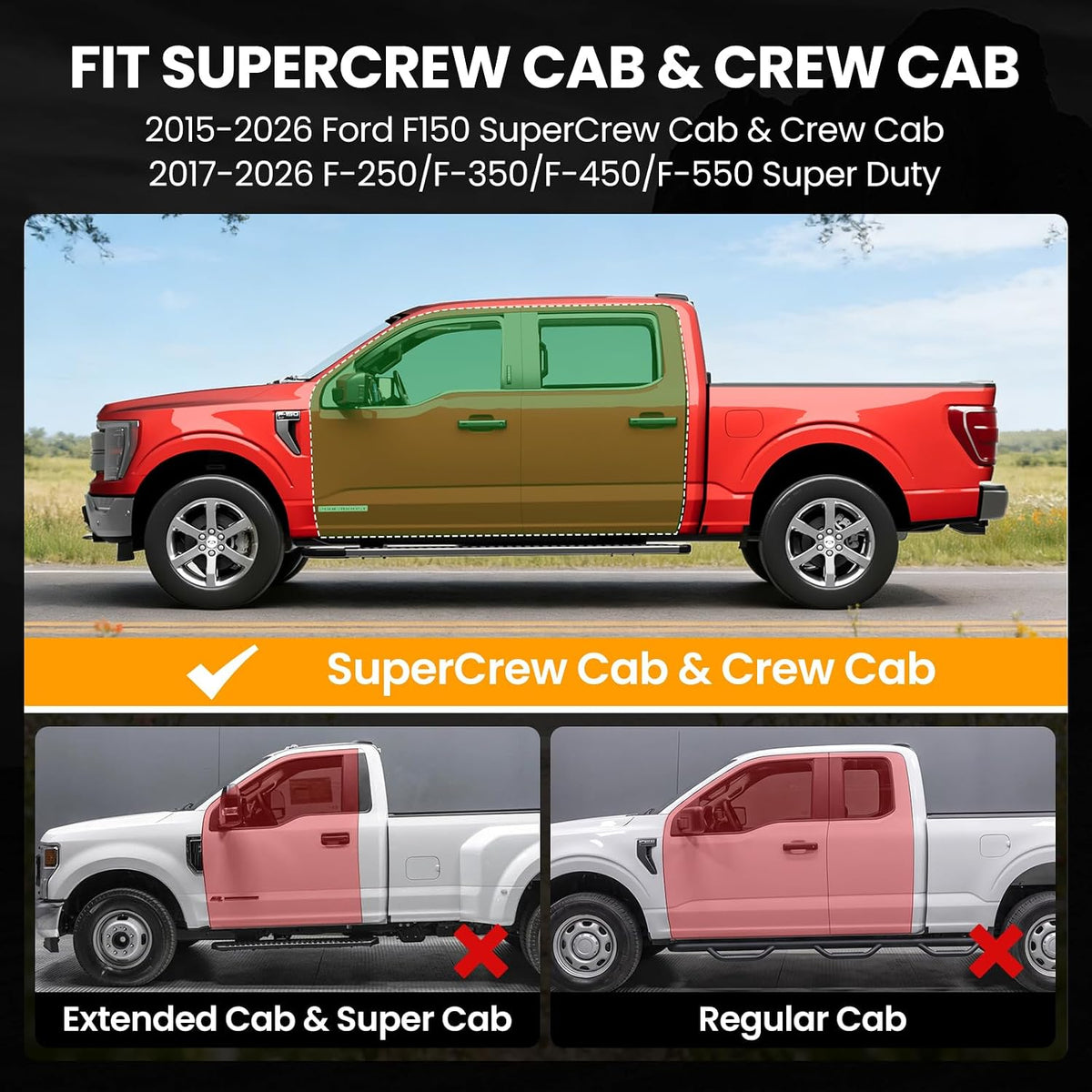 Underseat Storage Molle Panel: Fit for F150 (2015-2026) & F250 F350 SuperDuty (2017-2026) Crew Cab - Heavy Duty Steel Alloy Under Seat Organizer 150 lbs Capacity Fits Seat Mats - No-Drill
