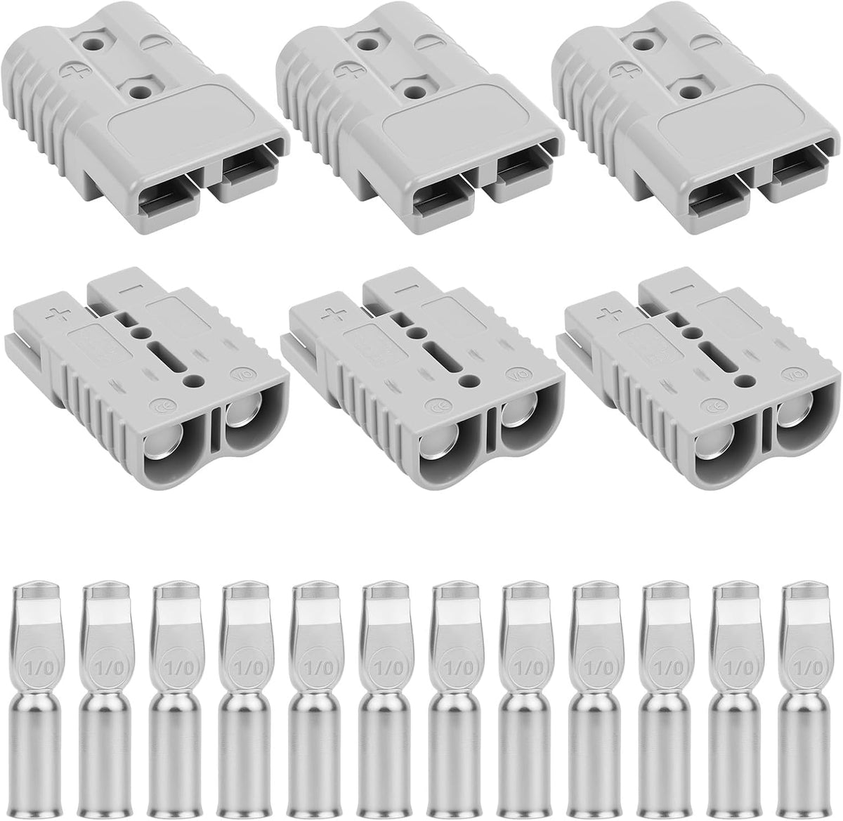 350A-600V Battery Quick Connect/Disconnect with 2/0 AWG, 6 PCS Jumper Cable Plug Connector, Compatible with Anderson Connector for Rescue Winch, Motor Recovery, Winch Trailer, Traction System (Red)