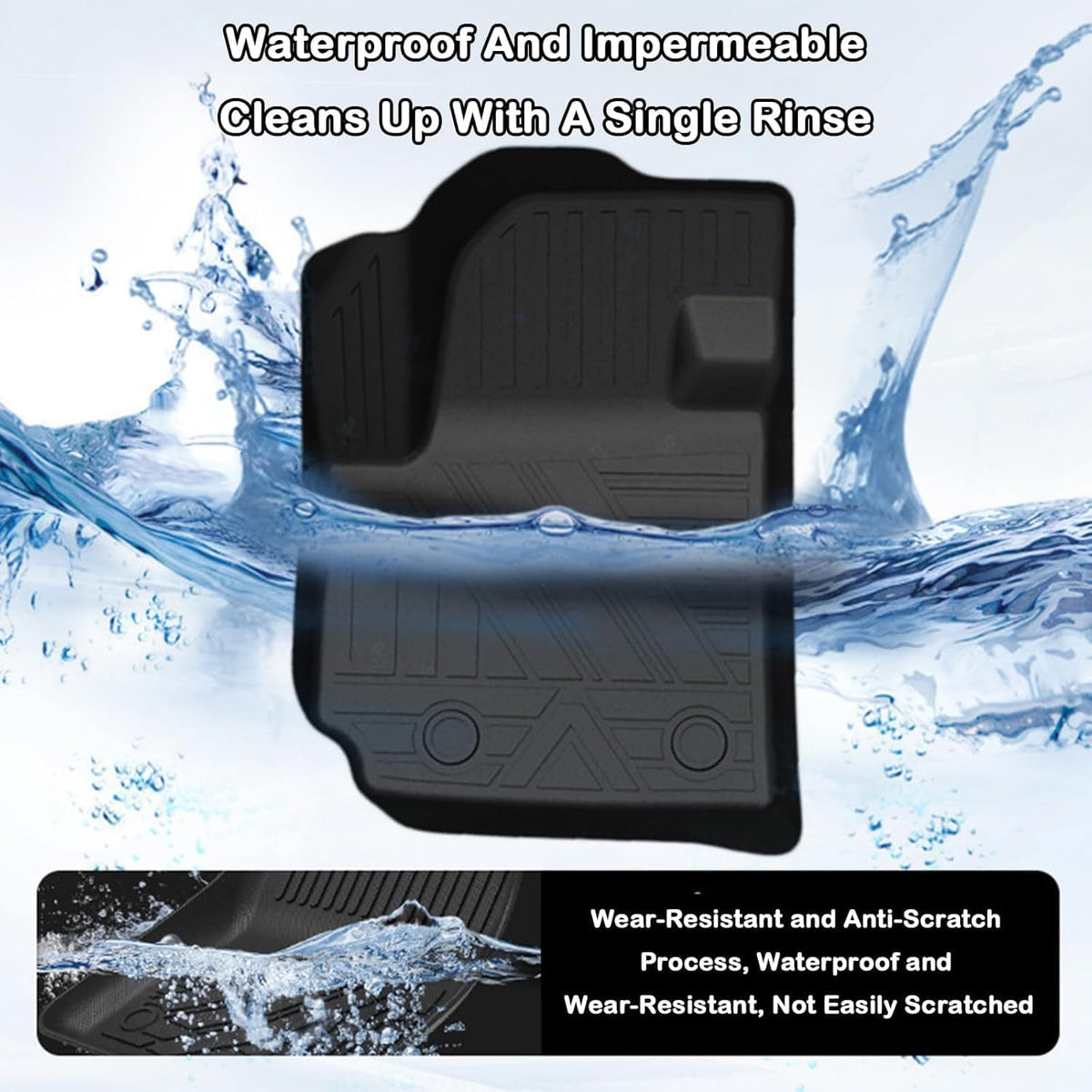 All Weather Floor Mats for 2012-2017 Chevy Equinox & GMC Terrain/Terrain Denali, Waterproof TPE Rubber Anti-Slip Car Carpet, 2 Row Front & Rear Custom Fit Car Floor Liner