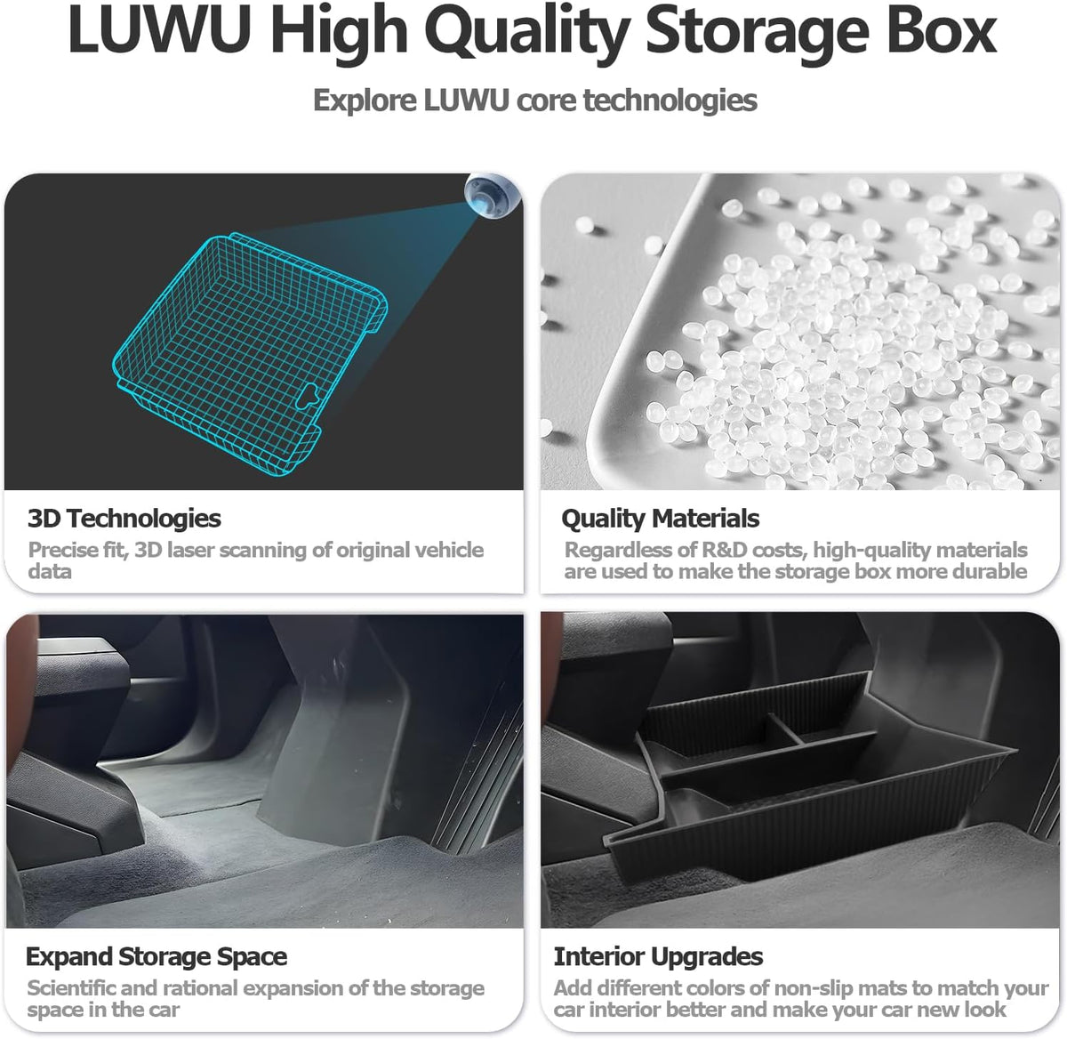 LUWU for 2024 2025 2026 BMW iX Center Console Organizer 2022-2026 BMW iX xDrive45 xDrive60 M70 Armrest Storage Box Lower Console Organizer Storage Tray iX i20 Armrest Console Organizer iX Accessories