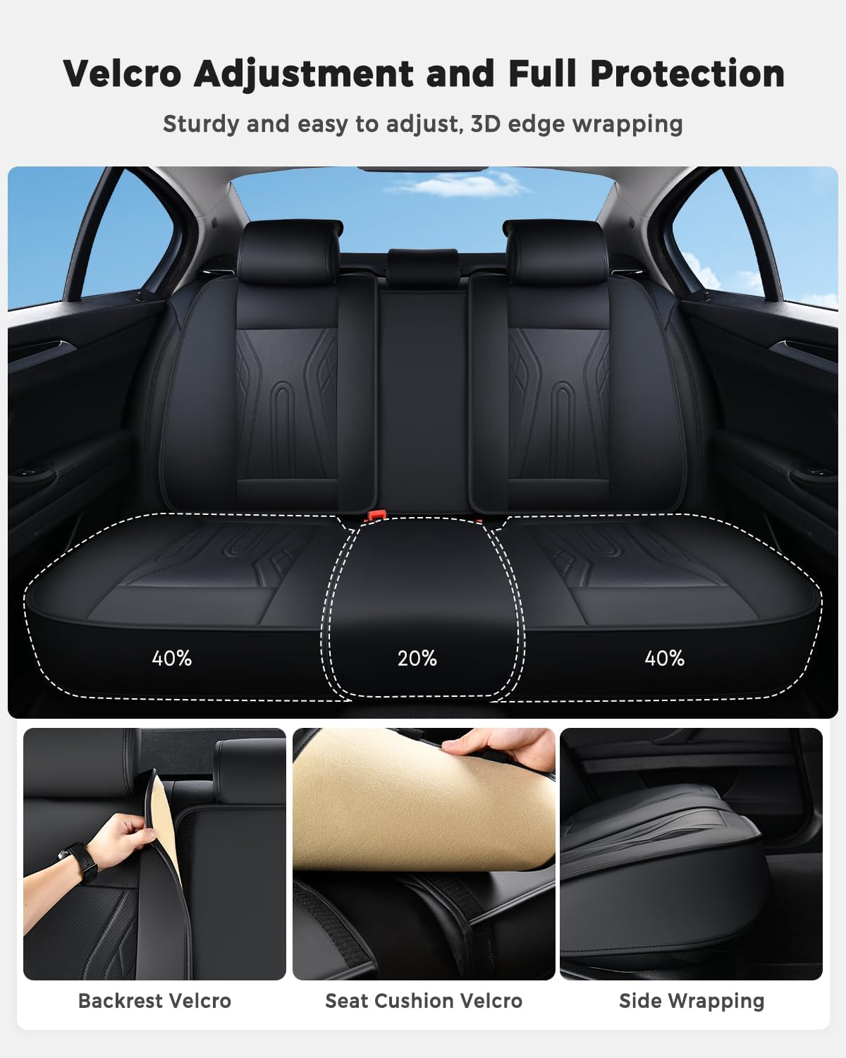 Huidasource Car Seat Covers Full Set, Universal Fit for Most Cars SUV Truck
