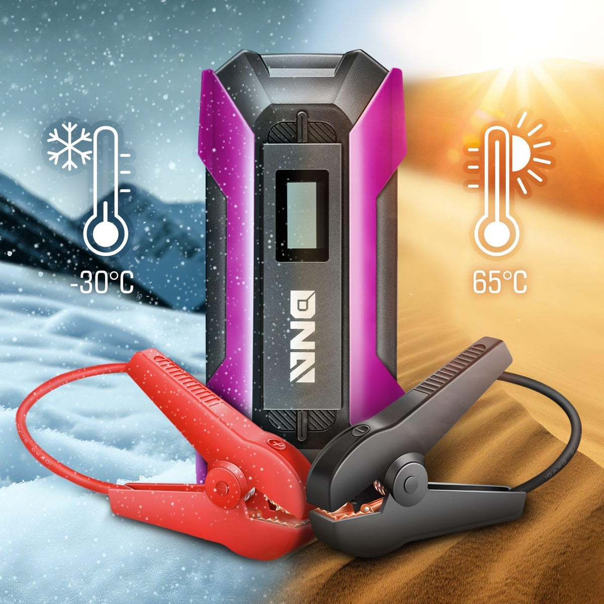 ‎DNA Motoring TOOLS-00268 12V 1500A 15000 mAh Multi-Function Portable Car Battery Jump Starter for Up to 7.0L Gas & 5.5L Diesel Engine, with Carry Case, Purple
