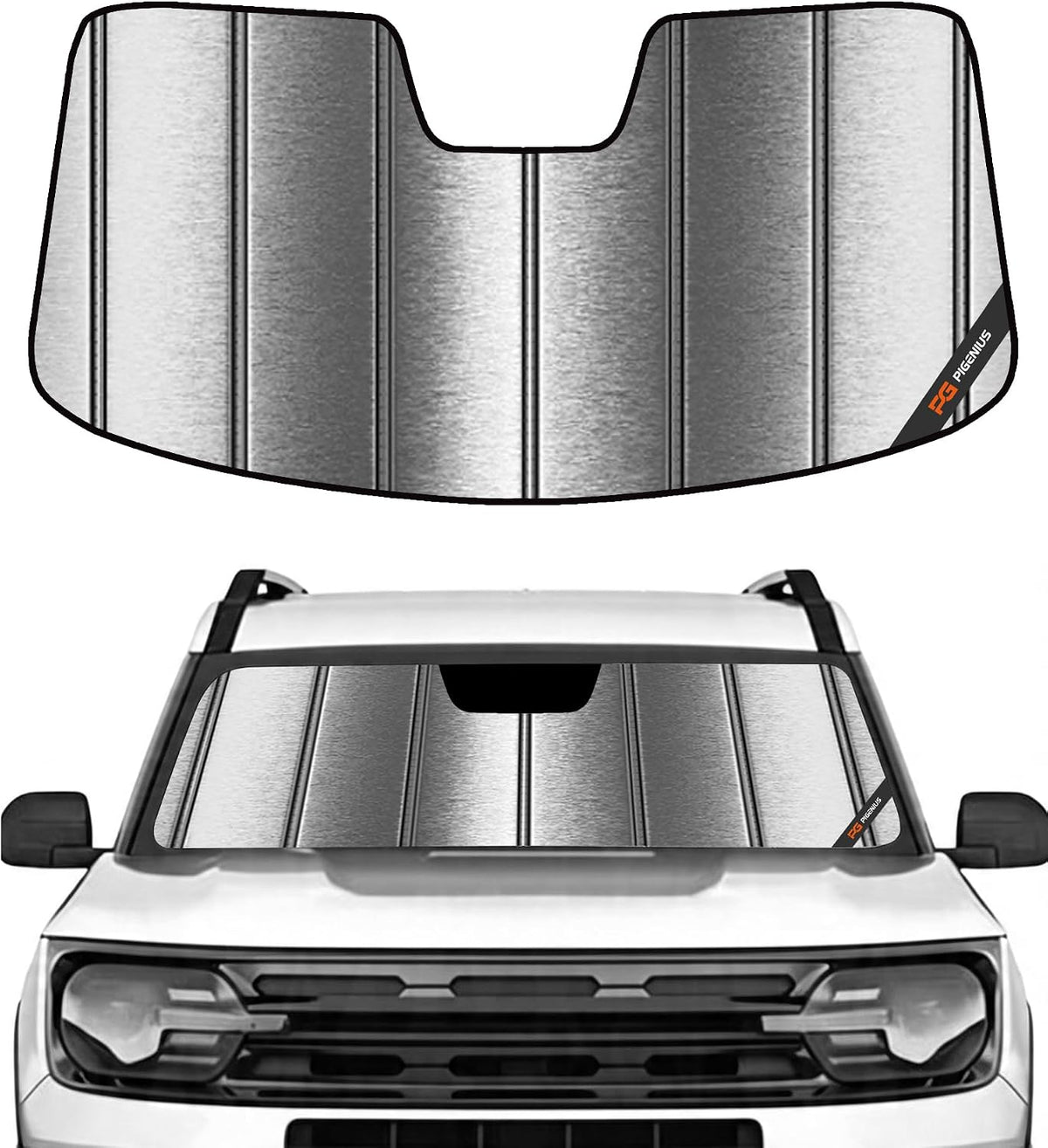 Pigenius Windshield Sunshade for Ford Bronco Sport 2021-2026 Front Window Shade - Metallic