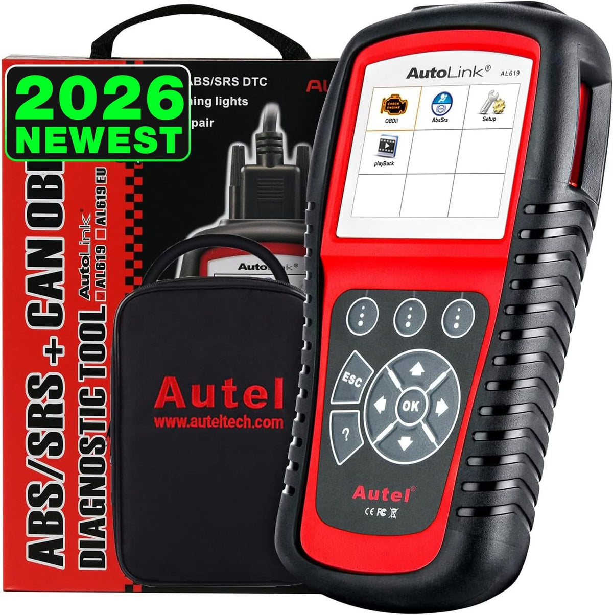 Autel AutoLink AL619 OBD2 Scanner, ABS SRS Warning Light Diagnostic Tool