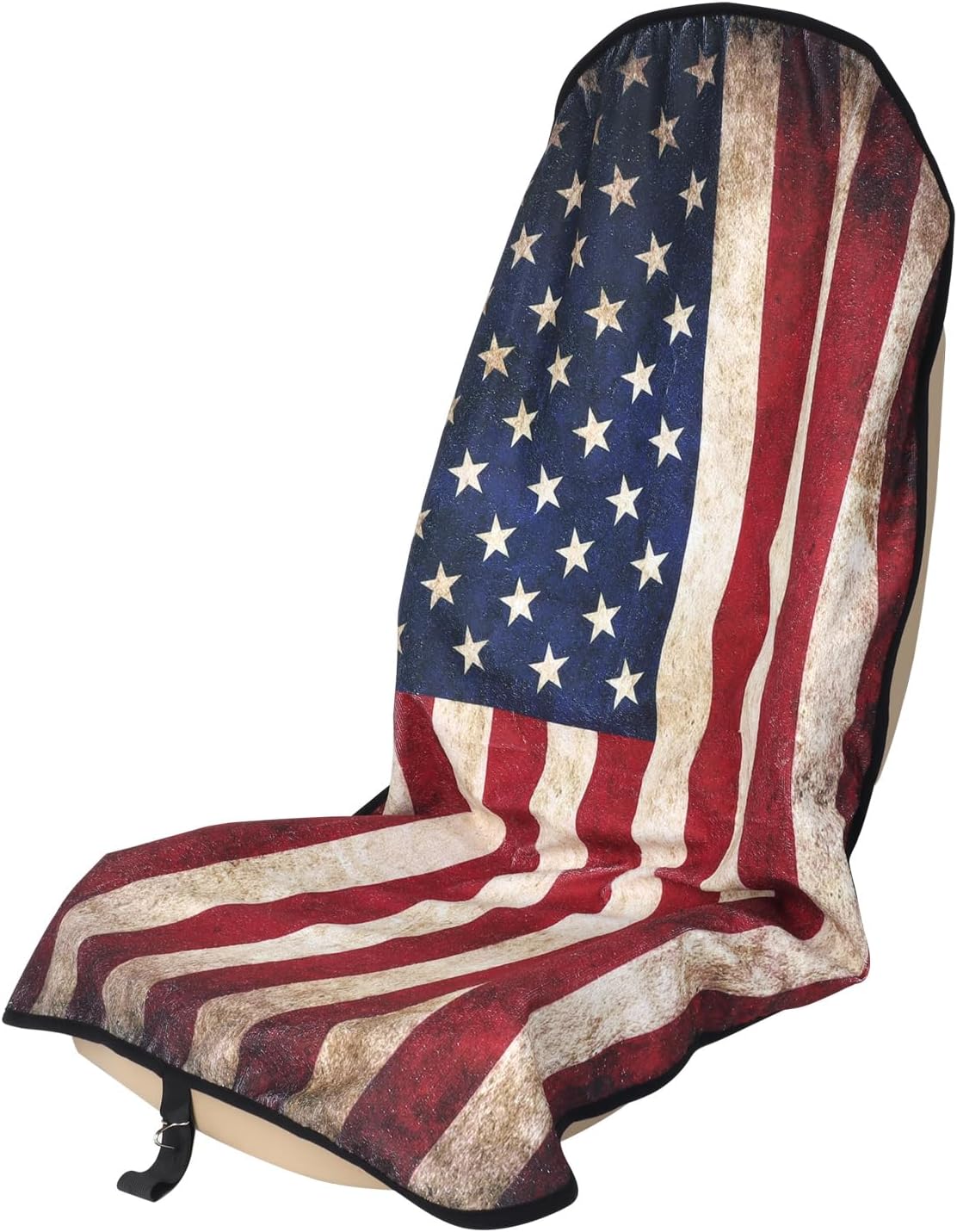Sweat Towel Car Seat Cover Protector Front Seats for Gym Workout, Running, Swimming, Beach and Hiking, Waterproof Universal Seat Cover for Car, Trucks, Van & SUV (2, American Flag, Front)