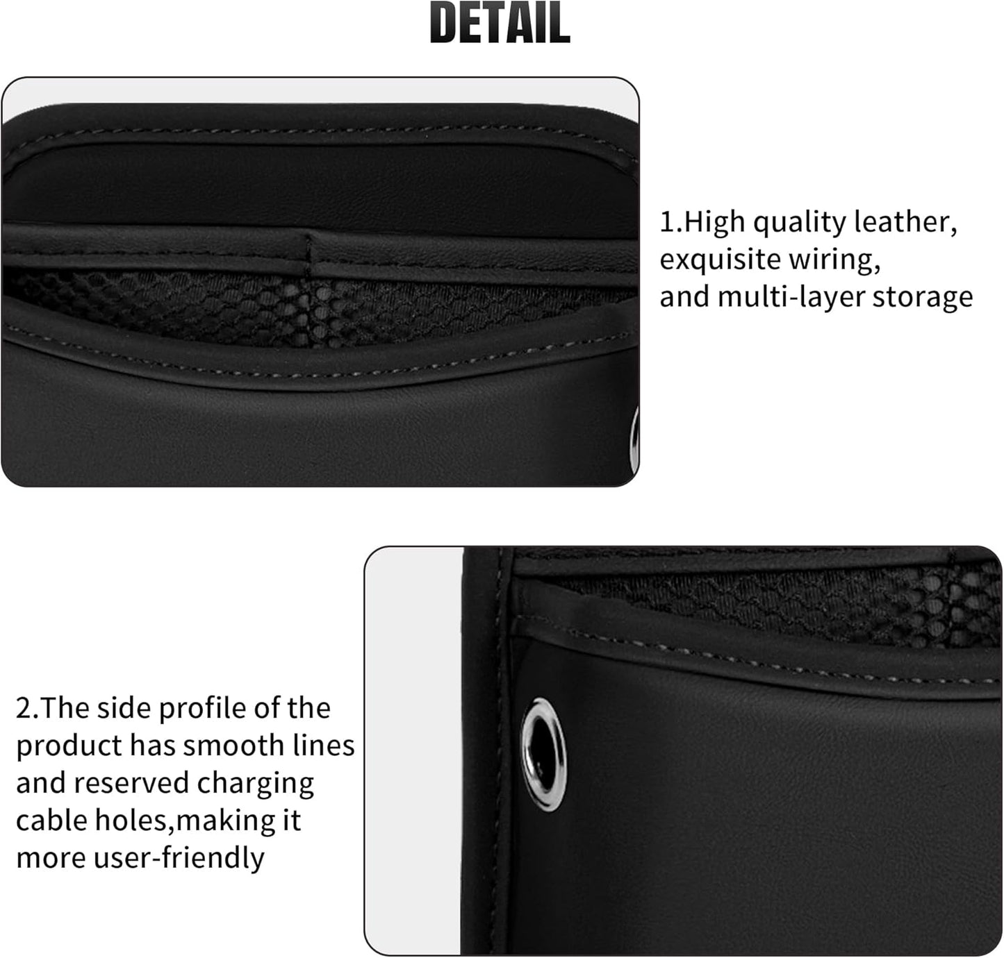 JEYODA Car Seat Side Storage Pocket, Small Organizer,PU Leather Multifunctional Console Side Organizer Bag for Phone, keys, sunglass,wallet,ect (Black)
