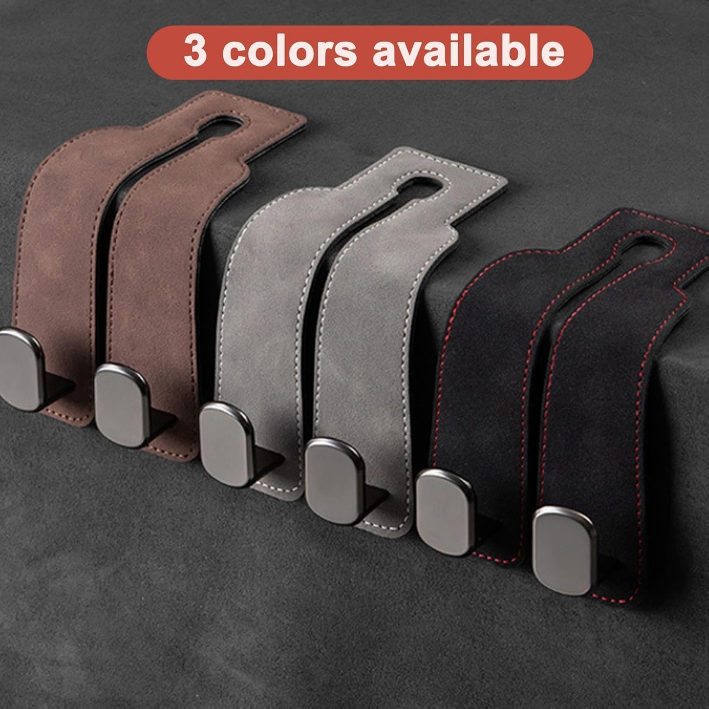 Amelity Car Headrest Hooks, Purse Hook for Car 4 Pack Gray | Universal Car Interior Accessories for Women, Available in 2/4 Pack, Storage Hanger Holds Purses, Backpacks, Grocery Bags