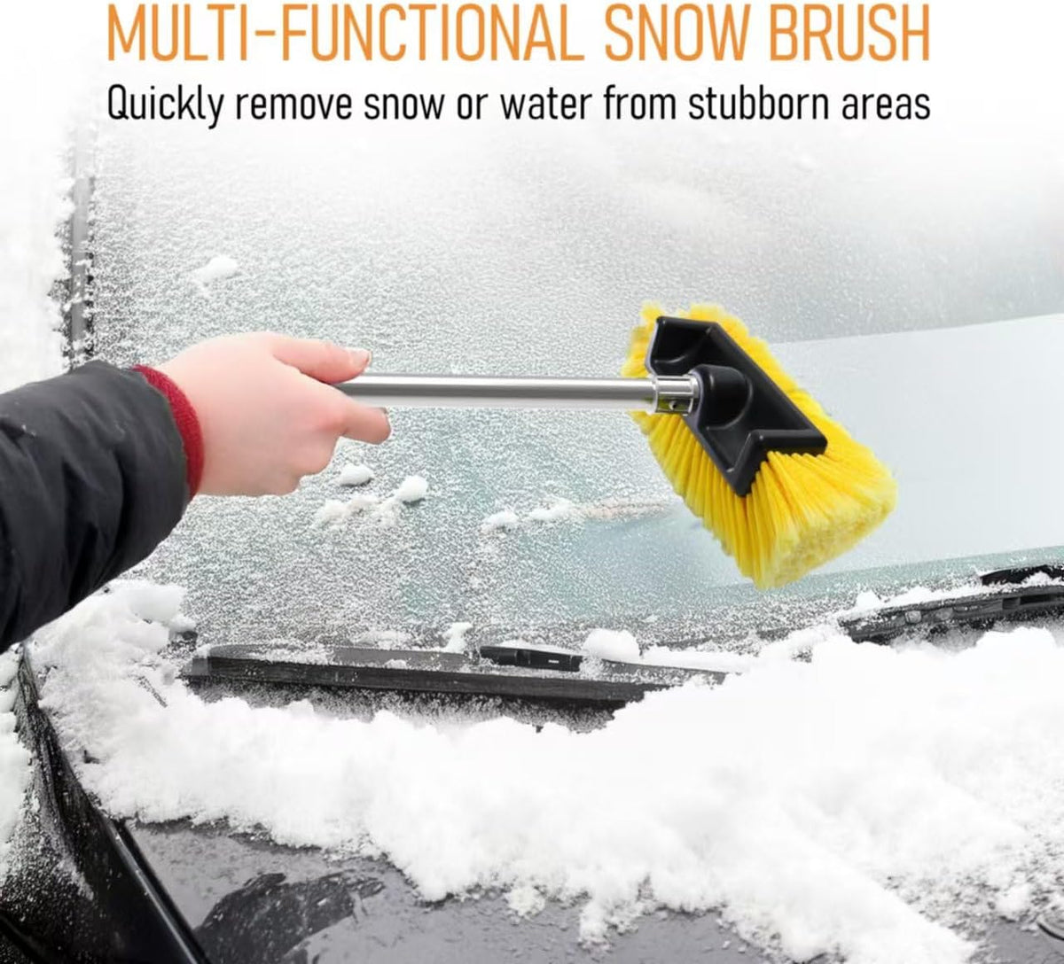 Five-Sided Car Wash Brush with 56" Long Handle | Car Wash 12" Dip Soft Five-Sided Brush | No Scratch Soft Bristle Brush for Car, RV, Boat, Solar Panel House Siding, Snow, Floors Washing