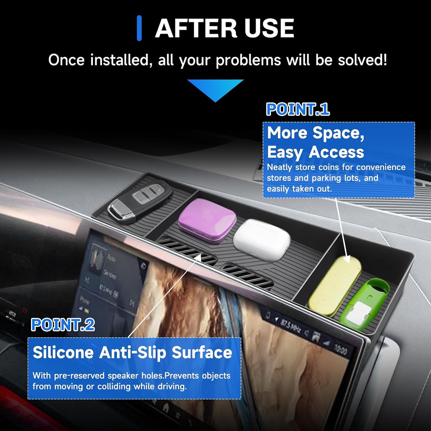 SXCY for 2025 2026 BMW X3 Dashboard Organizer Tray [14.9 Navi+12.3 Dash Whole Screen Only] for 2025 2026 BMW X3 Accessories Screen Back Console Tray 2025 2026 X3 Behind Dash Console Organizer