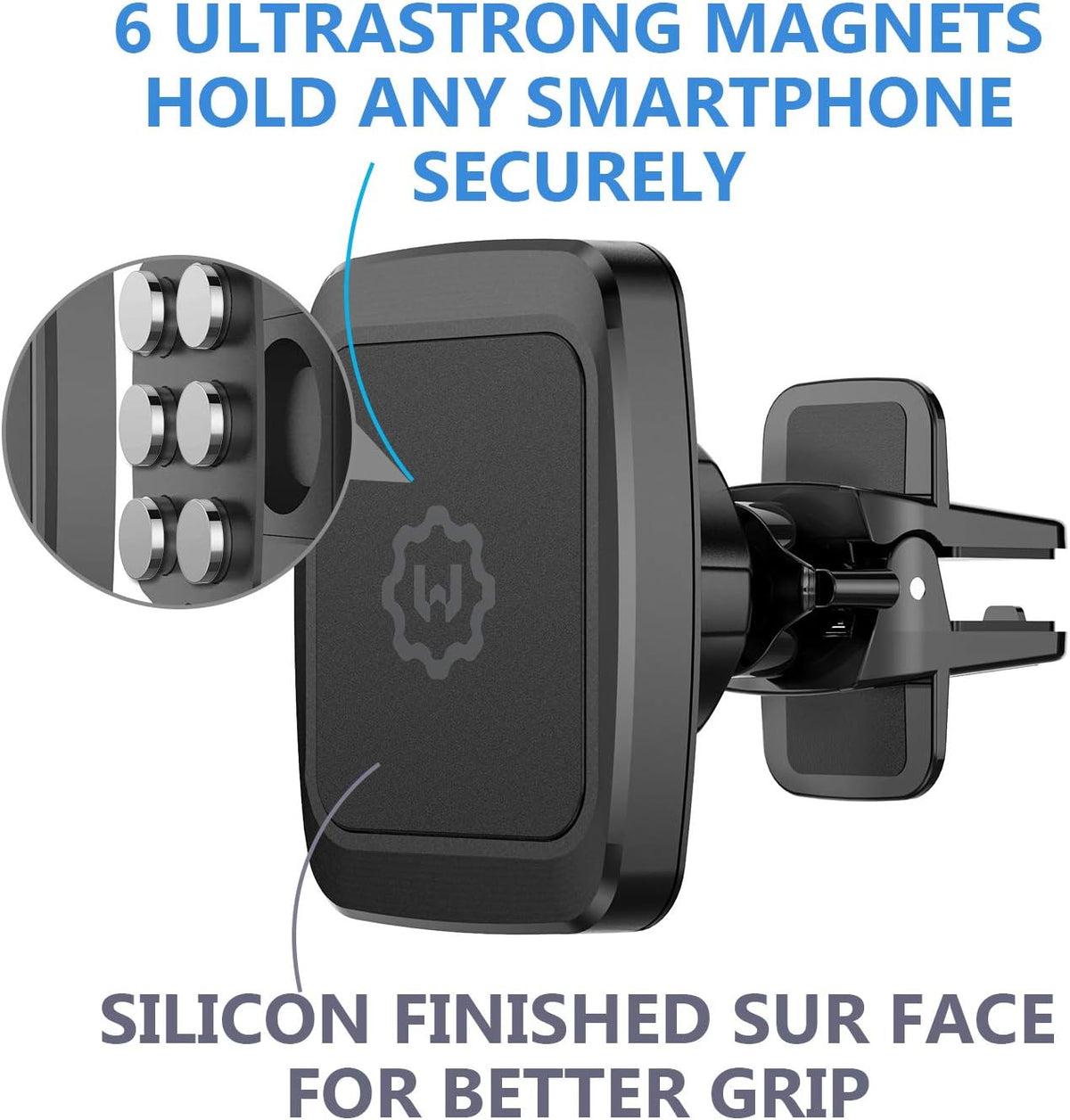 Magnetic Phone Car Mount, [2 Pack] Air Vent Car Phone Mount Holder, Phone Holder for Car with Twist-Lock Base, Compatible with All Smartphones