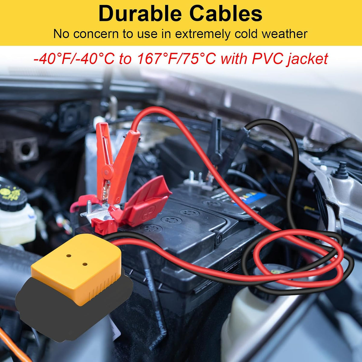 Jumper Cable Clamps for DeWalt 20V Jump Starter, 5.98FT Cable