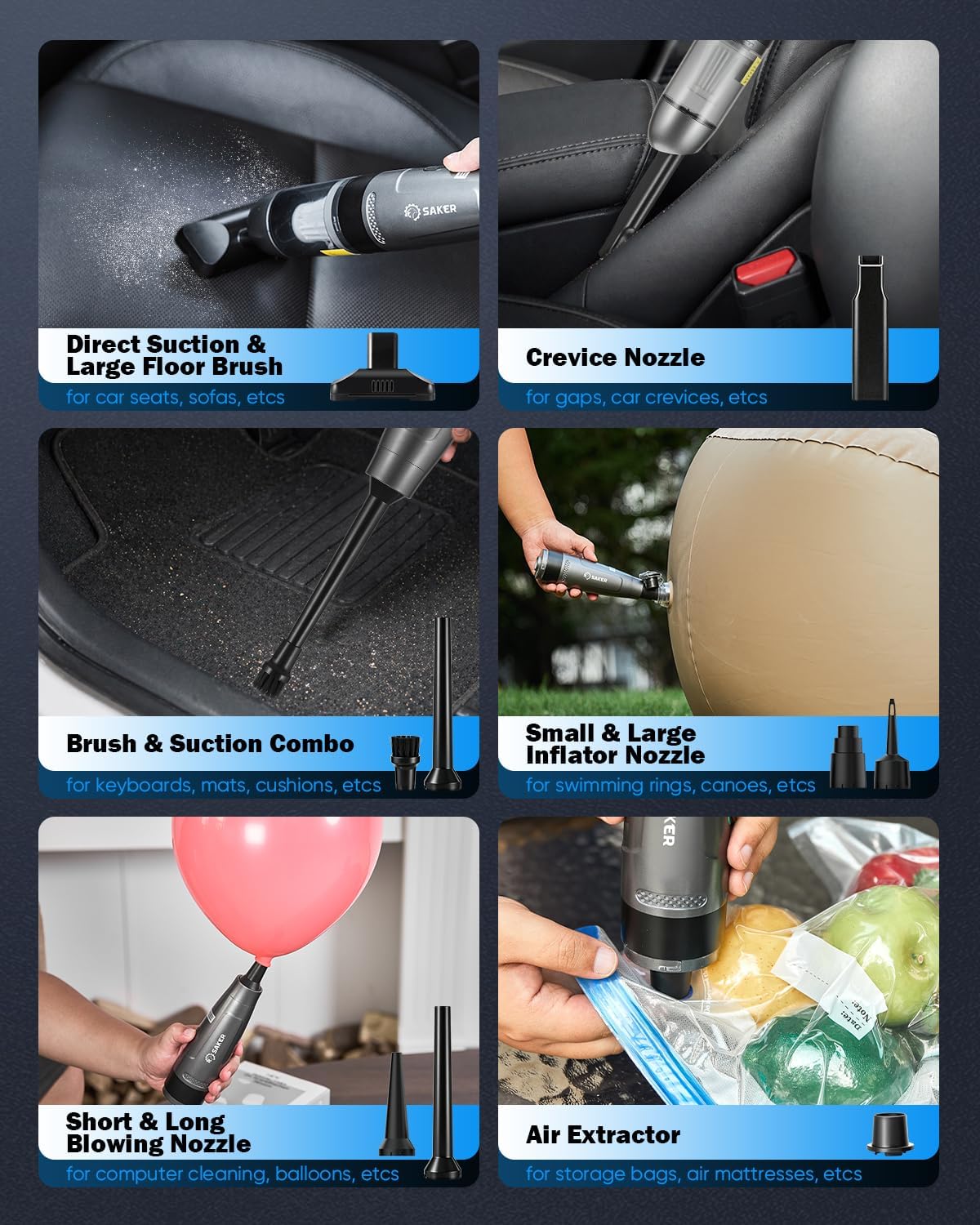 Saker Mini Handheld Vacuum Cleaner Portable for Cars