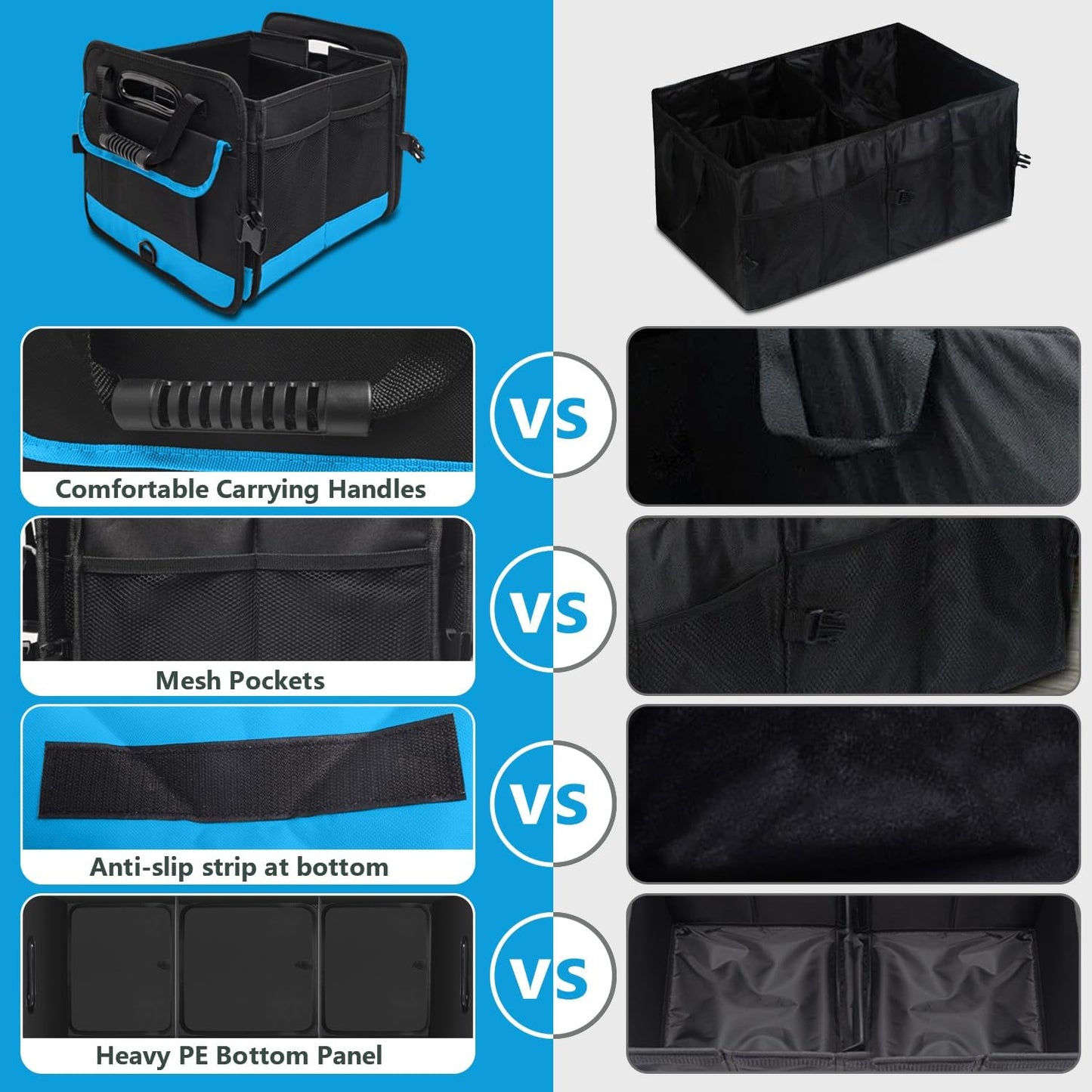 AOPHY Foldable Trunk Organizer for Car SUV Truck 95L | Collapsible storage bin with straps. Waterproof and sturdy. Fits sedans too. Folds flat when not in use. Great for drivers.