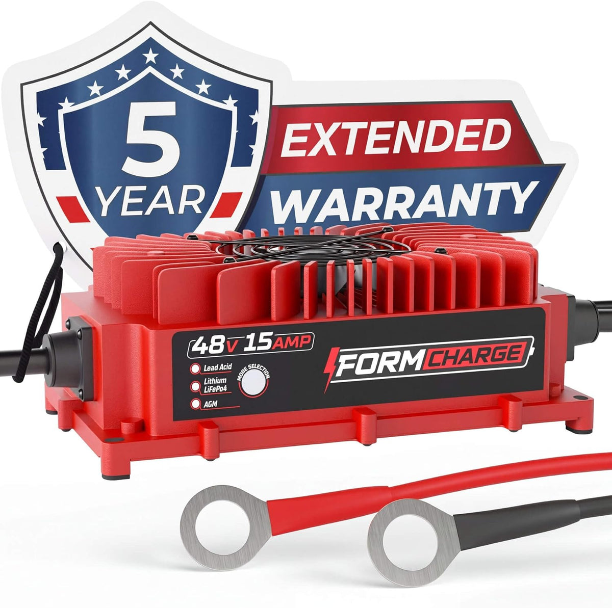 FORM 48 Volt Onboard Golf Cart Battery Charger - 48V 15AMP Lead Acid, Lithium, LiFeP04 Battery Charger