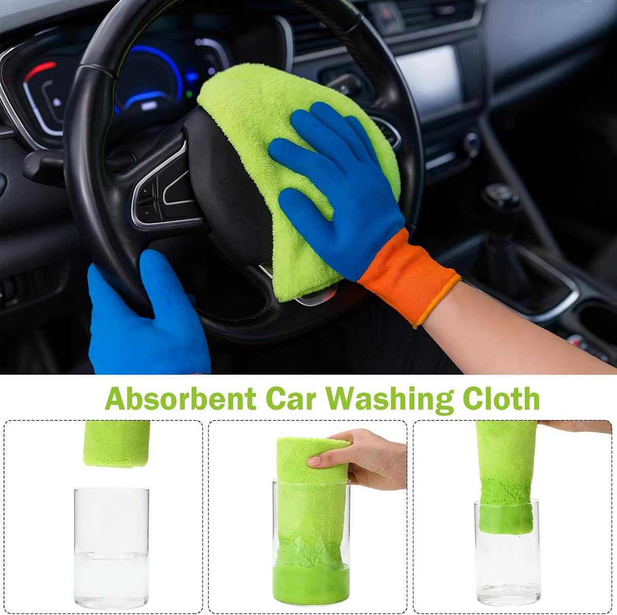 Tallew Car Microfiber Towels, Light Green, 16 Pcs