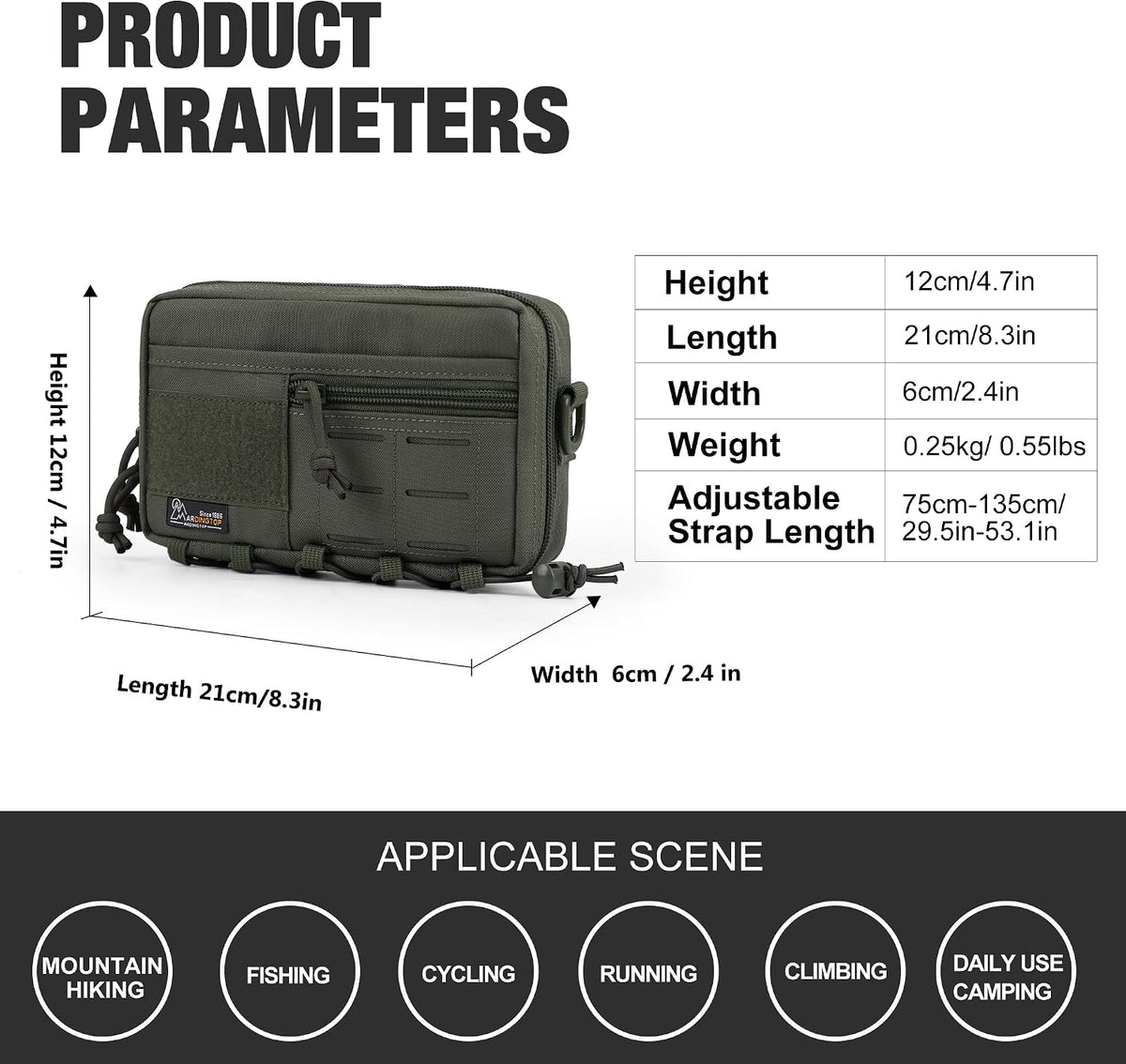 Mardingtop 600D/Cordura Tactical Molle Utility Pouch, Small Military Admin EDC Tool Organizer Bag