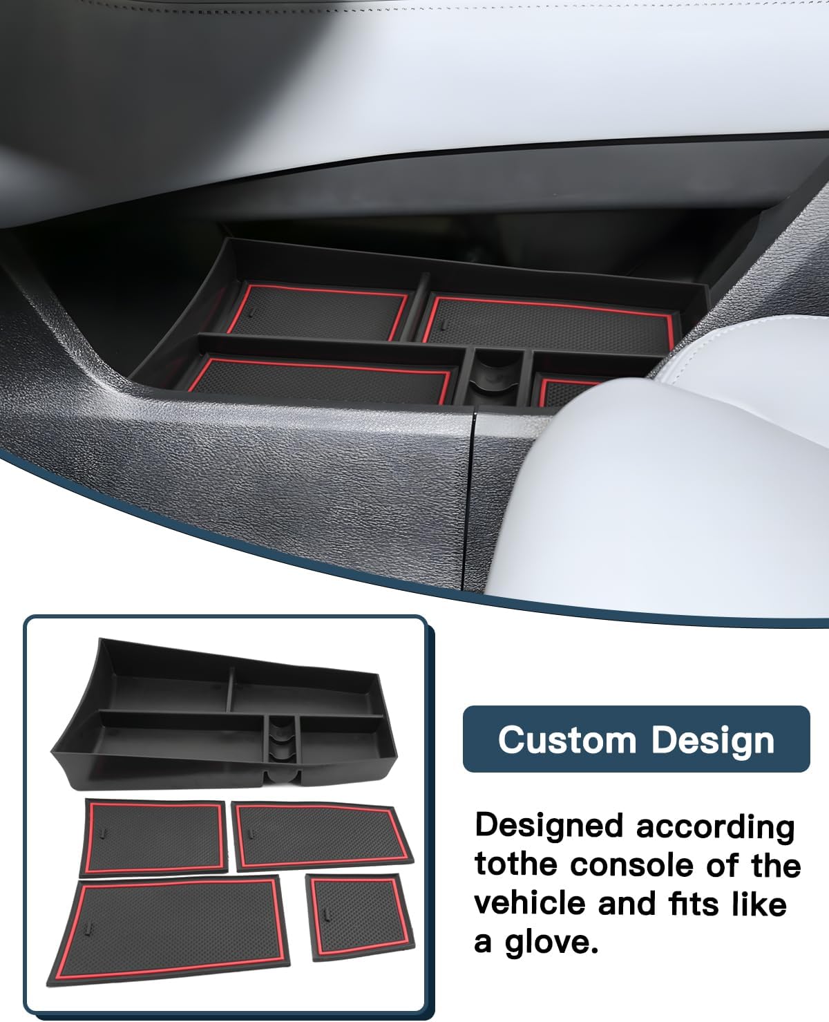 Ruiya 2026 Rogue Lower Console Organizer Nissan Rogue 2026 Accessories ABS with Coin Storage Under Console Organizer Compatible with 2021-2026 Nissan Rogue & 2026.5 Nissan Rogue All Trims