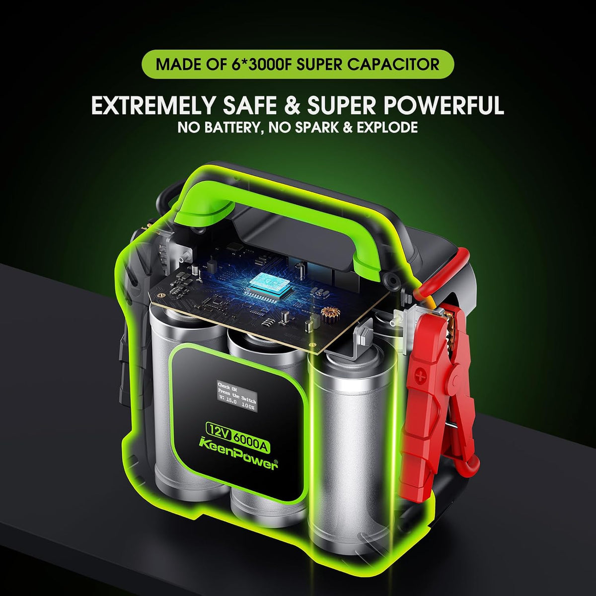 KeenPower 6000A Super Capacitor Jump Starter for All 12V Cars, Jump Box