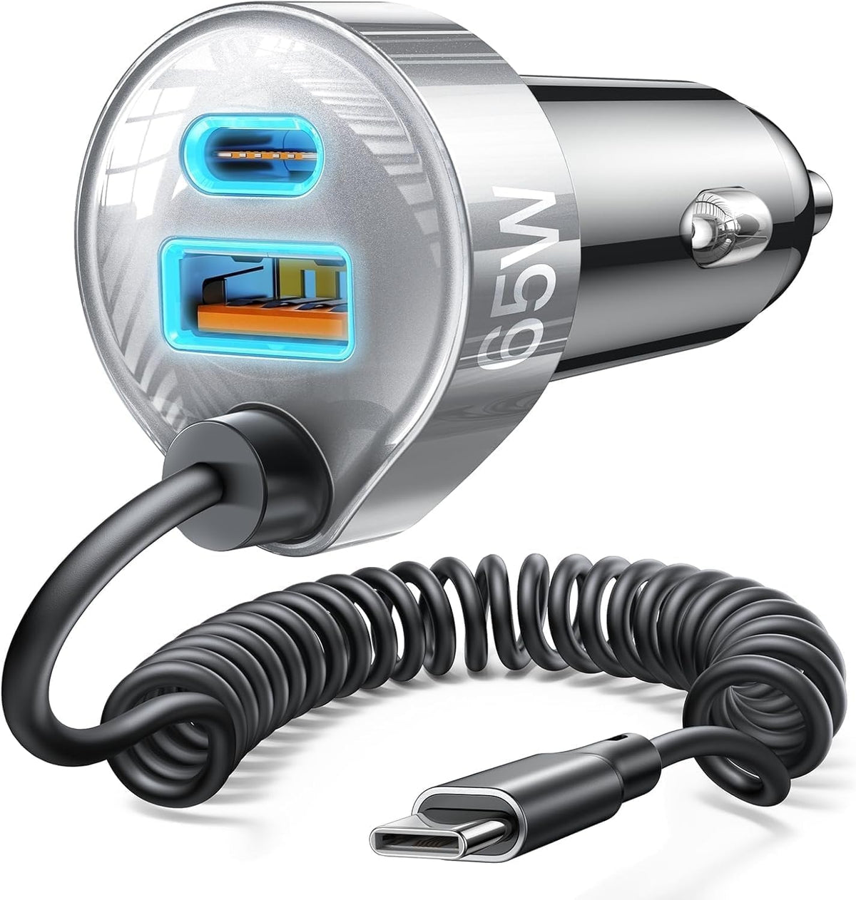 LISEN 65W for iPhone 17 Pro Max Car Charger USB C Fast Charging,Super Fast iPhone 16/17 Pro Car Charger Type C Adapter Fit iPhone 17 Air ProMax Plus/16/15, Samsung Galaxy S25/24,Sliver, 36 inch