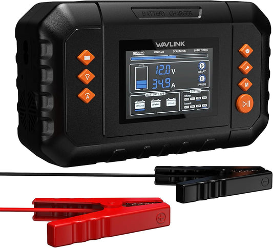 WAVLINK 35-Amp Smart Battery Charger, 6V/12V/24V Car Battery Charger