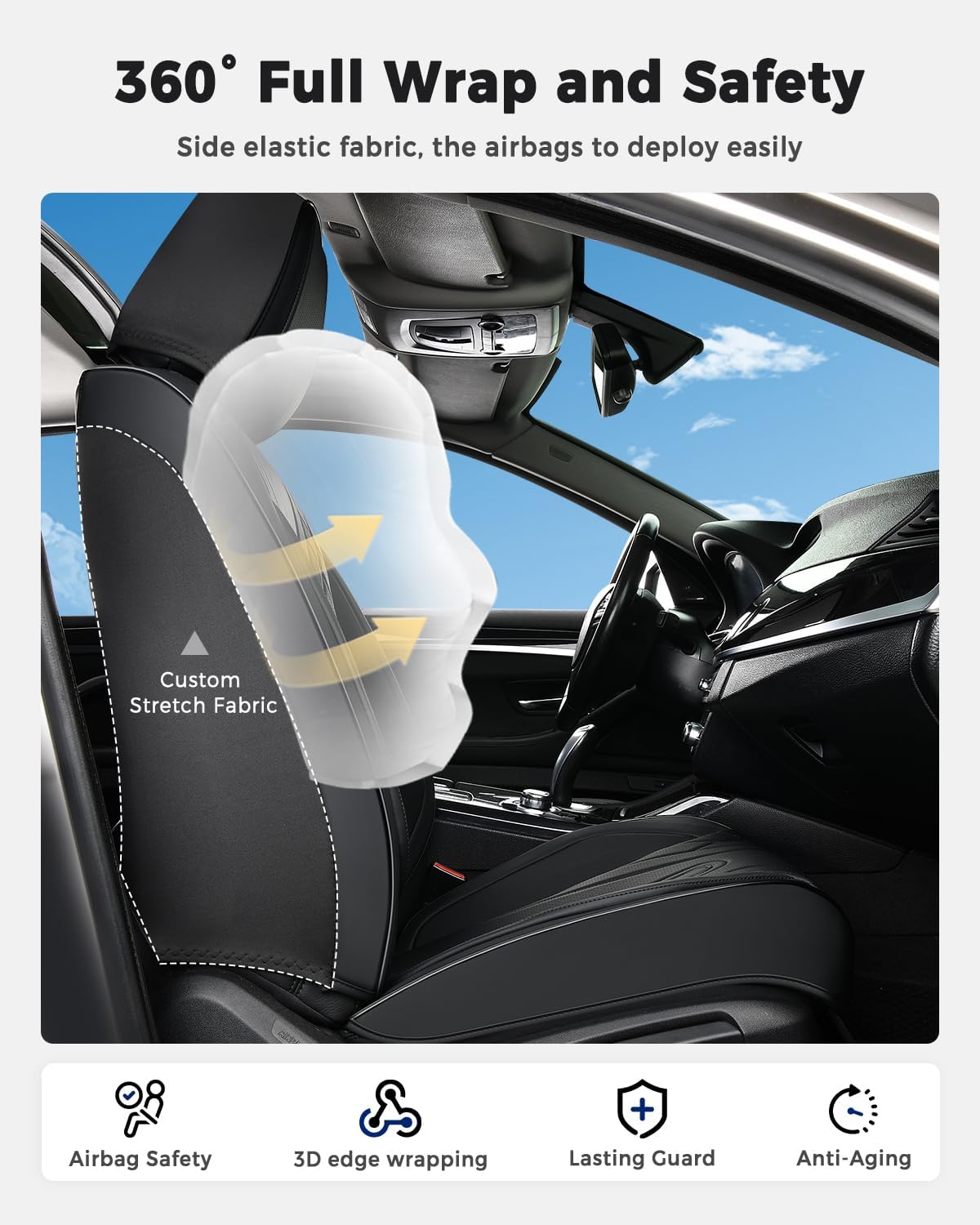 Huidasource Car Seat Covers Full Set, Universal Fit for Most Cars SUV Truck
