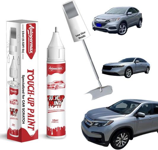 NH-830M Lunar Silver Metallic Car Touch Up Paint for Honda, Color Accurate Two-In-One Car Paint Scratch Repair Pen, Professional Scratch Remover for Vehicles Chips and Nicks Scuff
