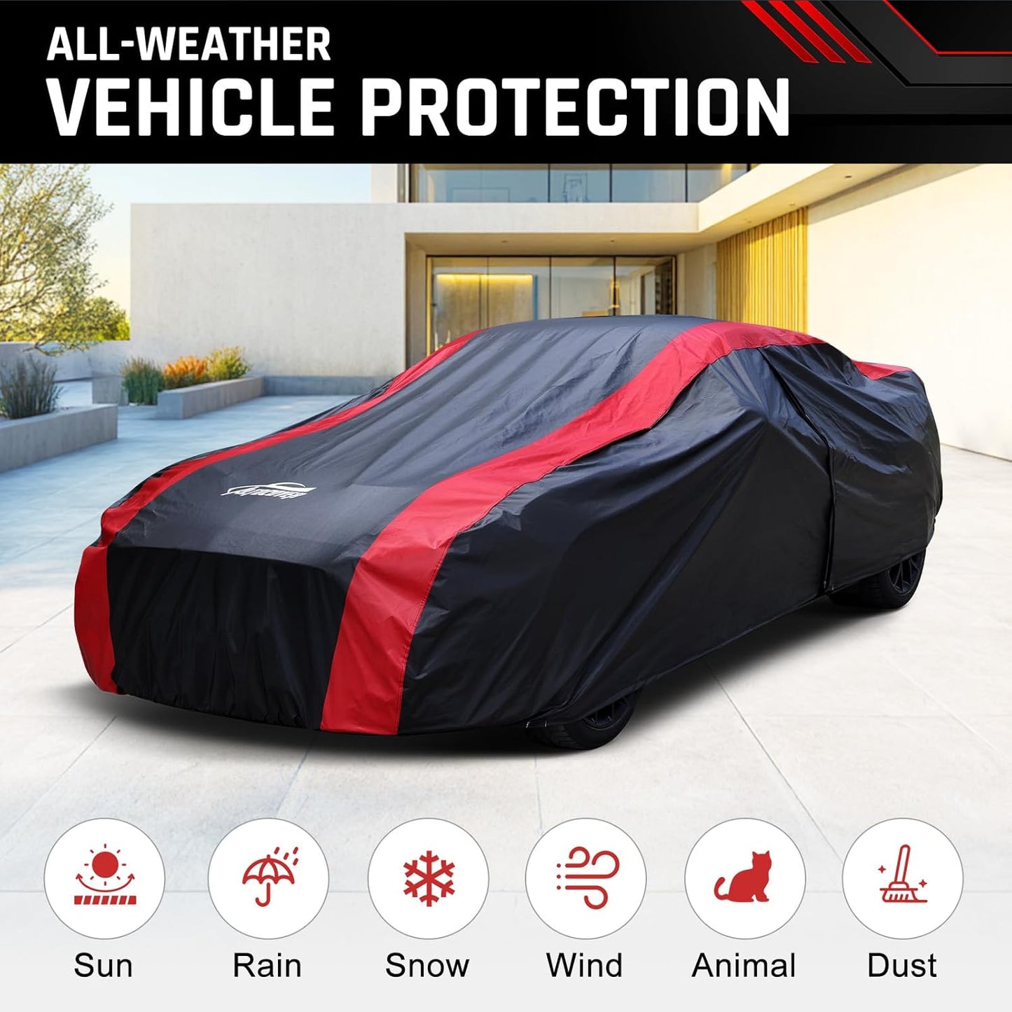 Car Cover Custom Fit for Chevy Impala/Biscayne 2-Door/4Door 1958-1970, Classic Car Cover Waterproof All Weather with Cotton Liner for Rain Snow Protection