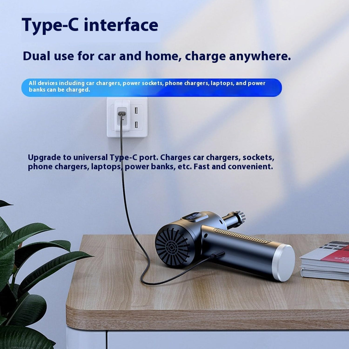 Pumpify Portable 3 in 1 Compressed Air, 3-Speed Modes, Duster & Vacuum Cleaner, High-Definition Display, Multi-Purpose Cordless Mini Vacuum Cleaner Handheld Rechargeable, for Car, Office, Home (B)